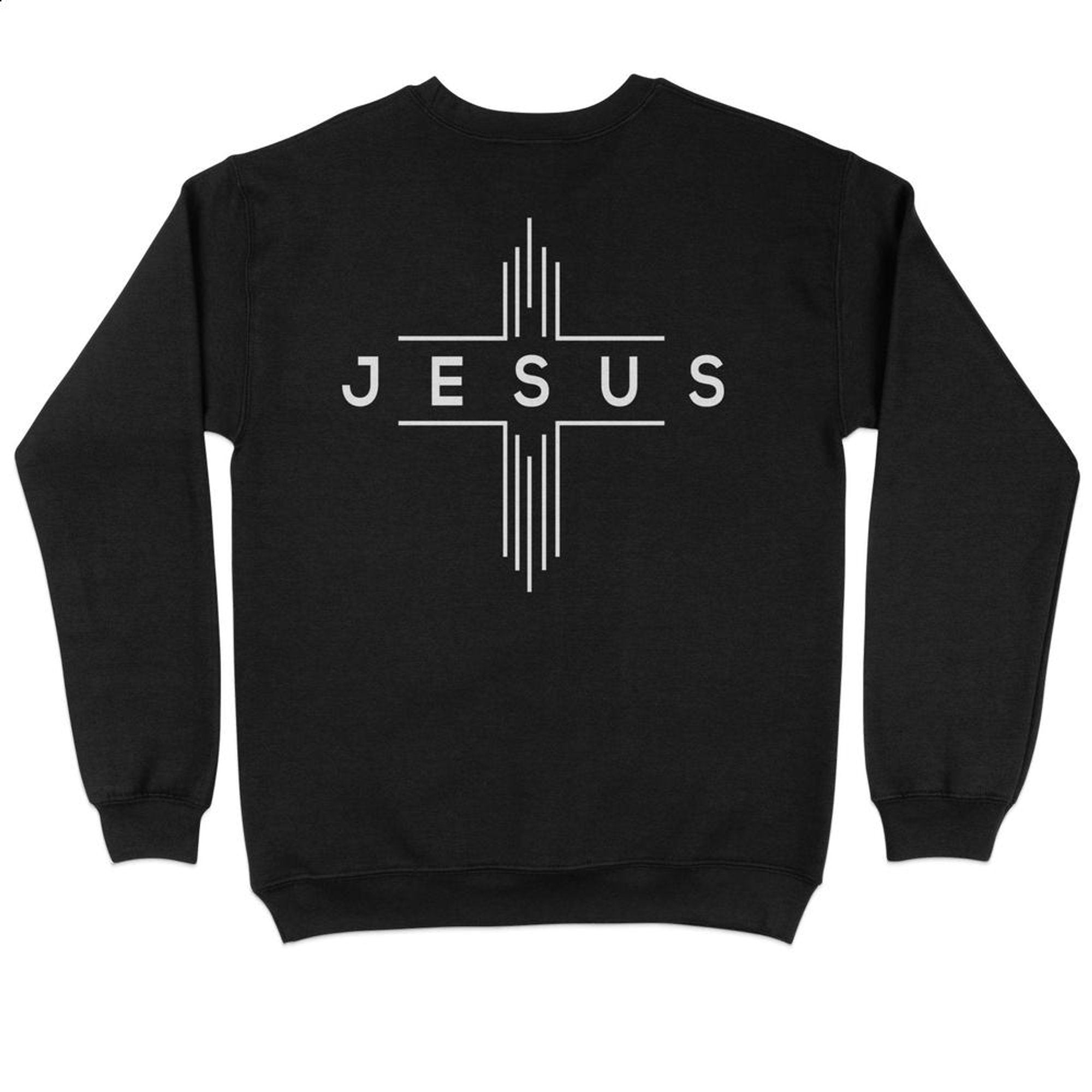 JESUS Modern Cross Men's Unisex - Fit Fleece Sweatshirt - Black - Jesus Passion Apparel