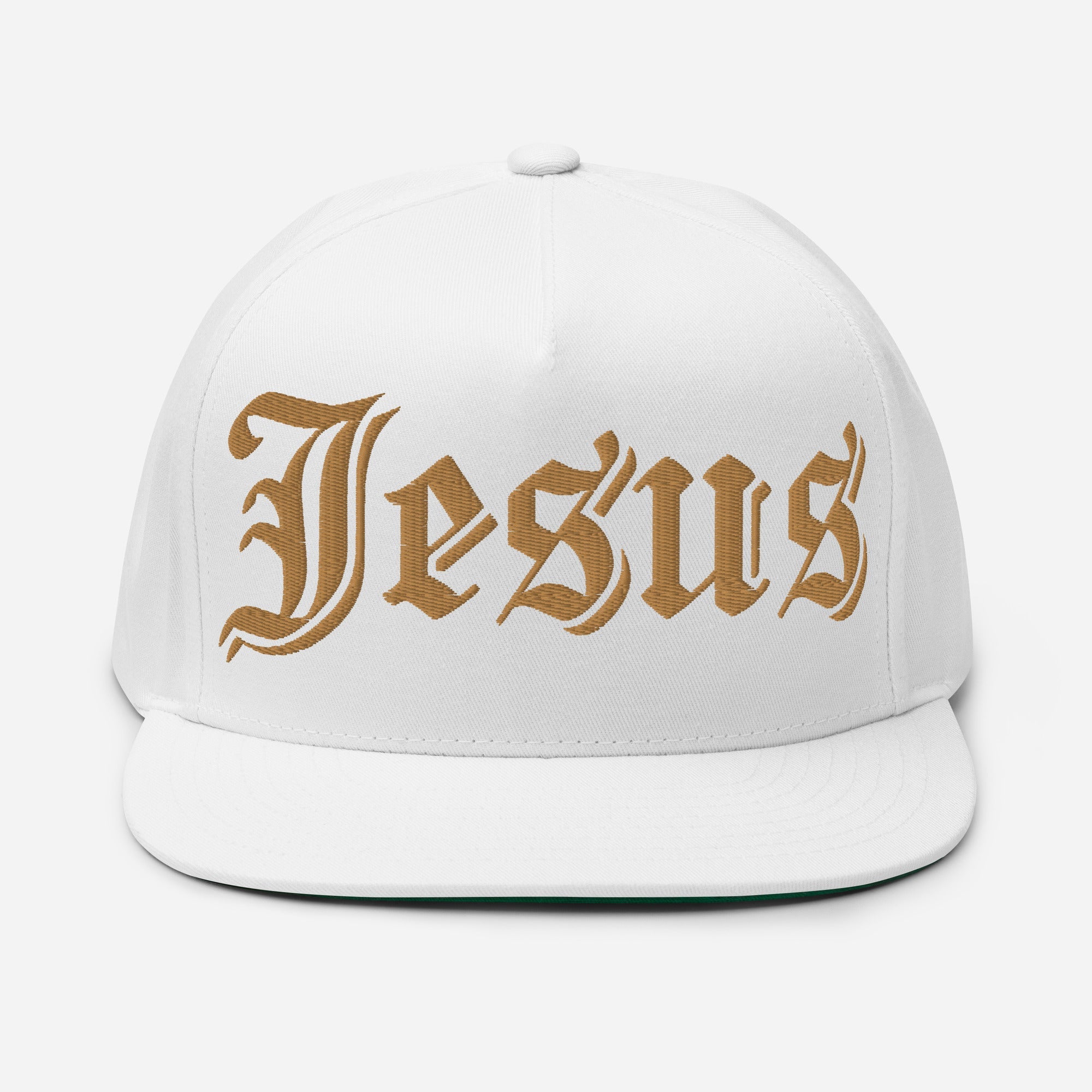 Jesus Tatoo Flat Bill Cap - Black / White with 3D Puff Embroidery - Jesus Passion Apparel