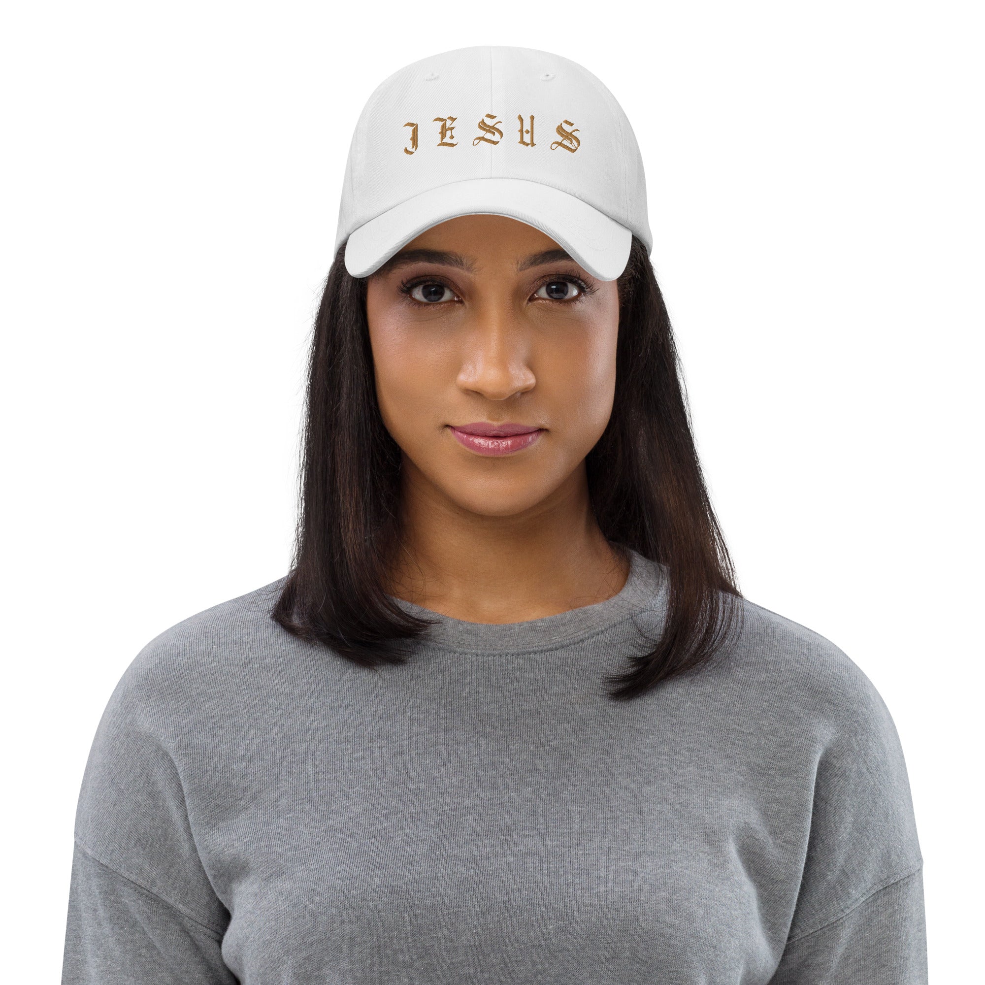 Jesus Tatoo - Inspired Classic Dad's Cap - White with Gold Embroidery - Jesus Passion Apparel