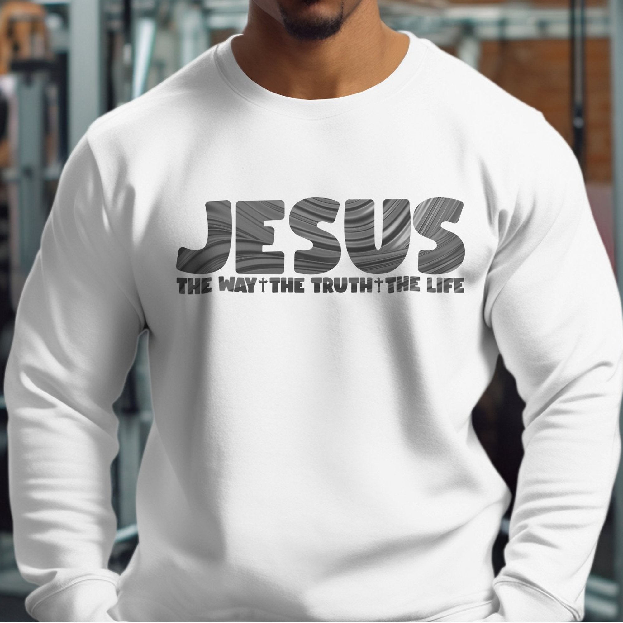 Jesus The Way Men's Unisex - Fit Fleece Sweatshirt - White - Jesus Passion Apparel