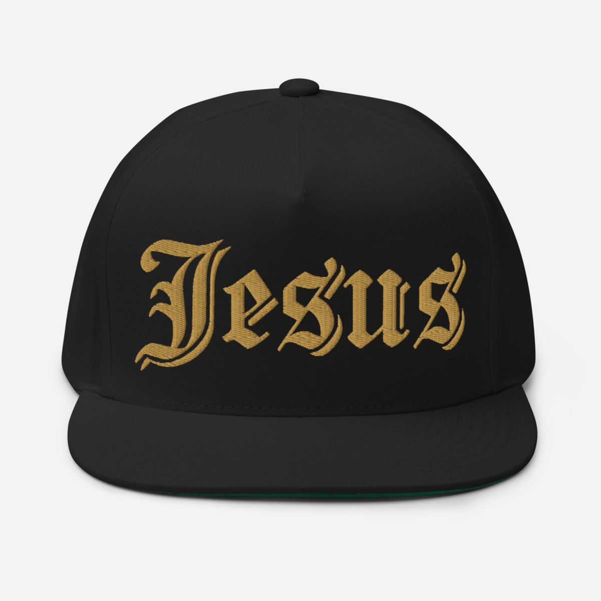 Back view of JESUS — Flat Bill Snapback.