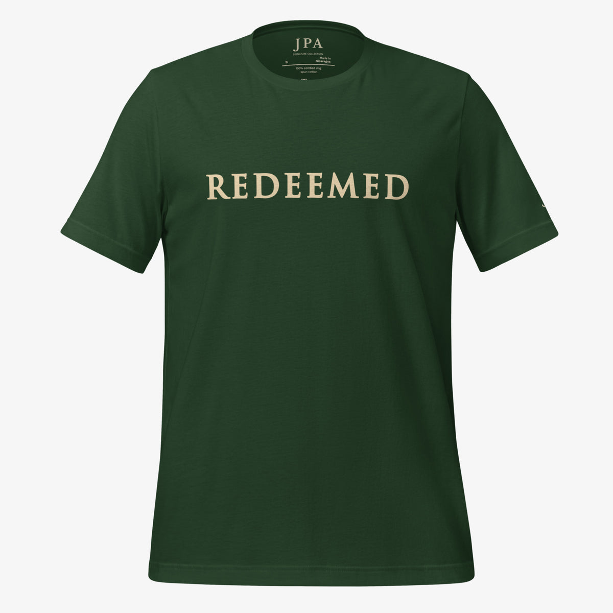 Front view of Redeemed Tee.