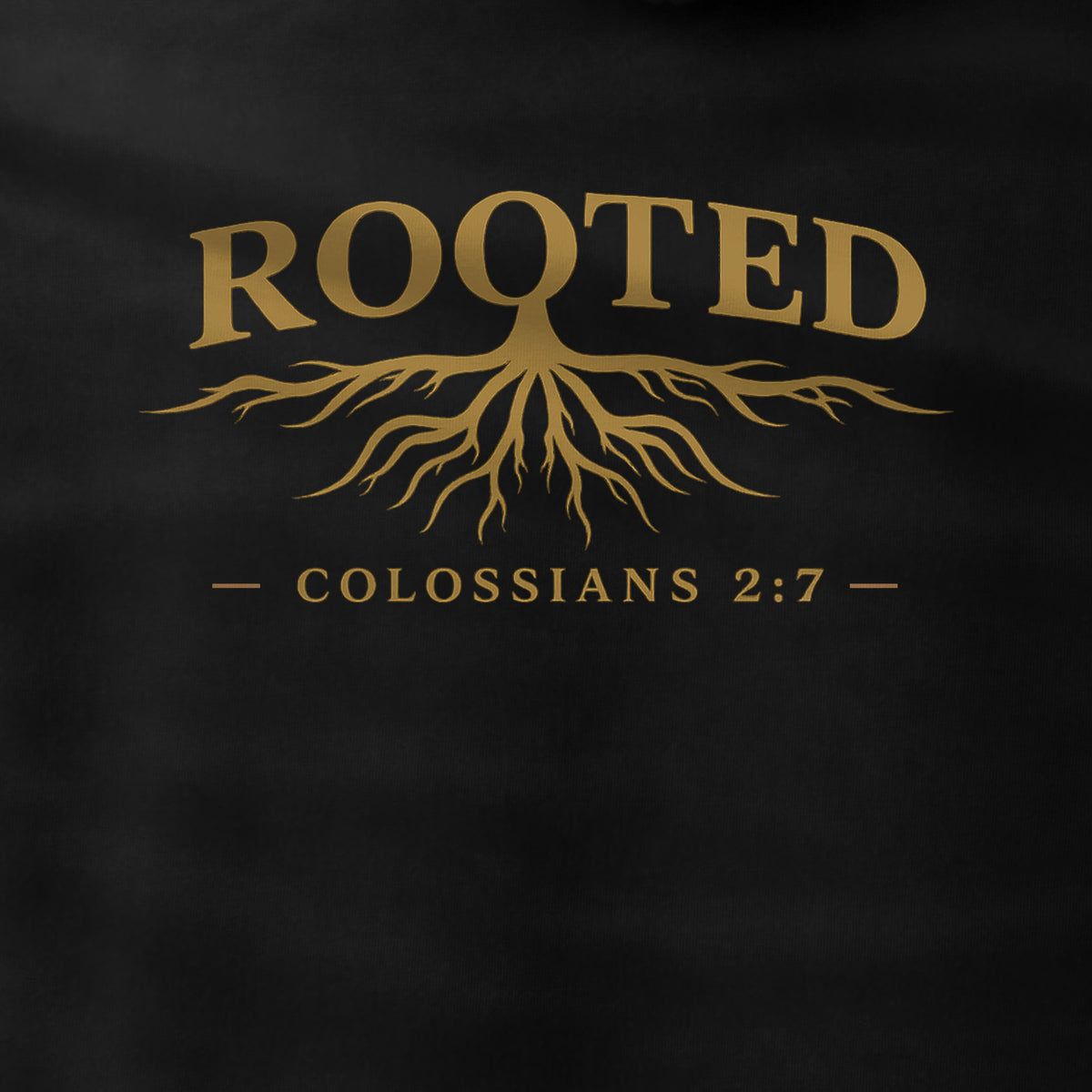 Close-up detail of Rooted Hoodie.