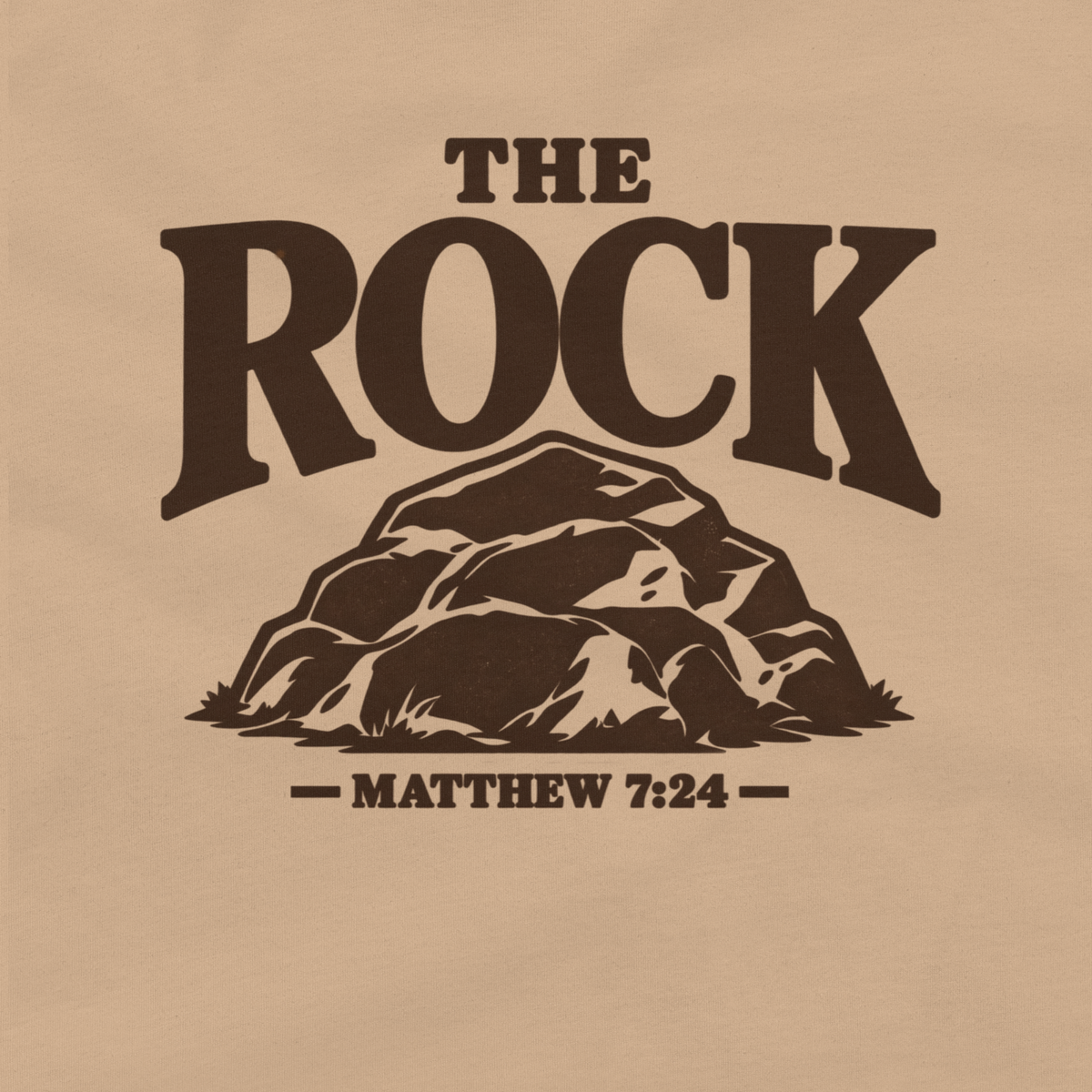 Close-up detail of The Rock Tee.