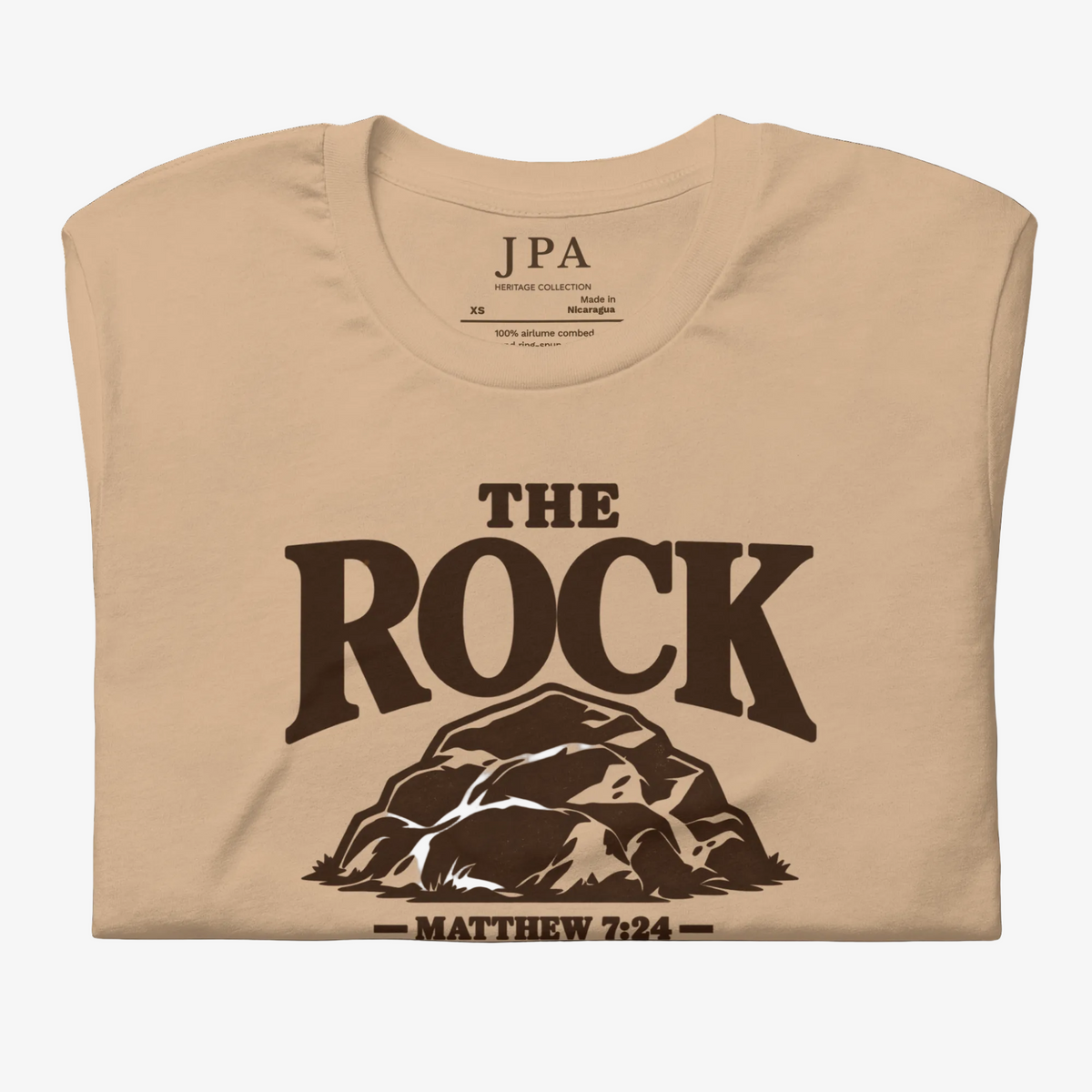 Front view of The Rock Tee.