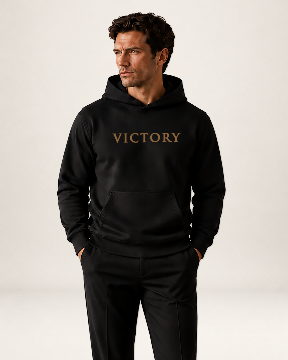 Back view of Victory Hoodie in black.