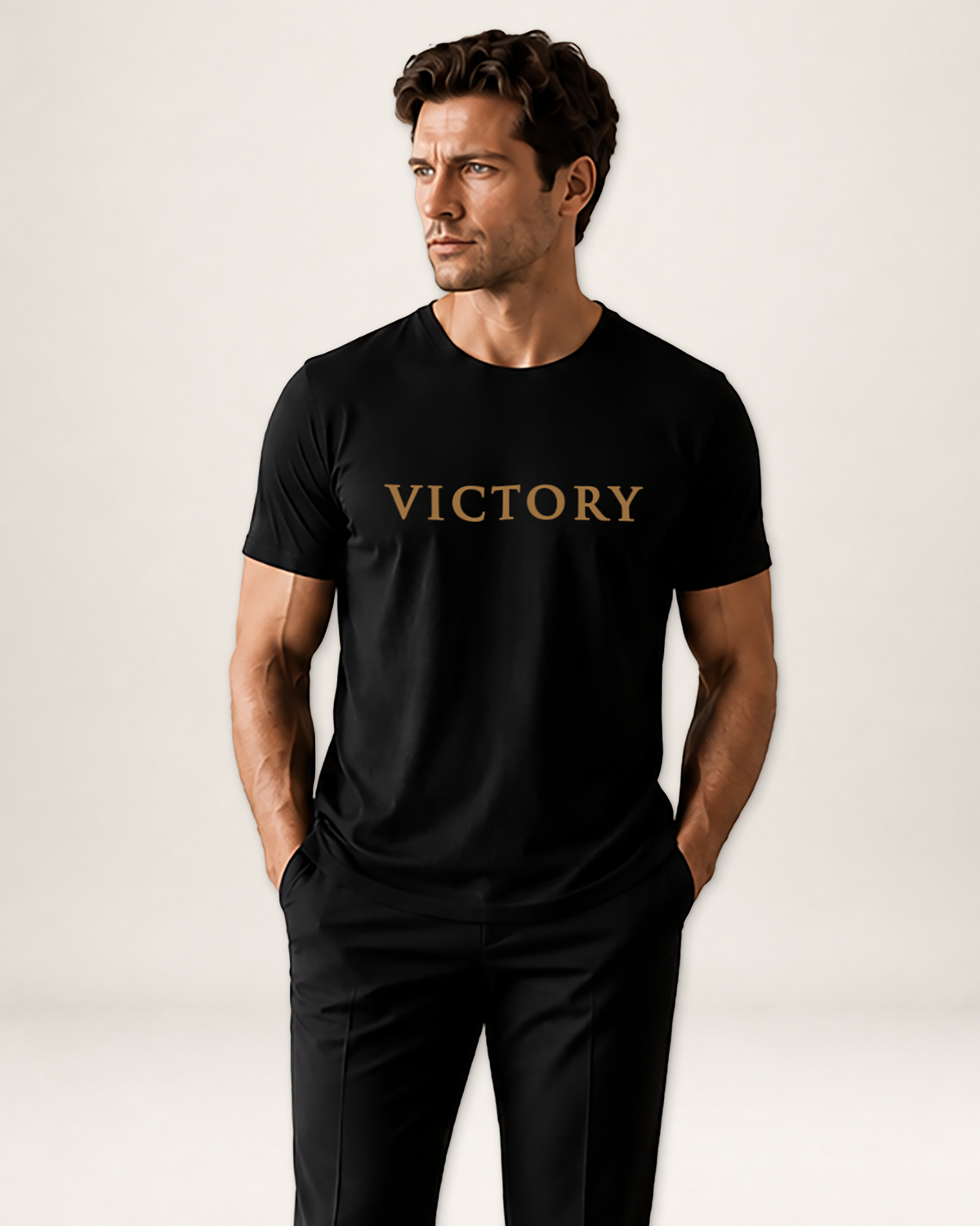 Male model wearing Victory Tee.