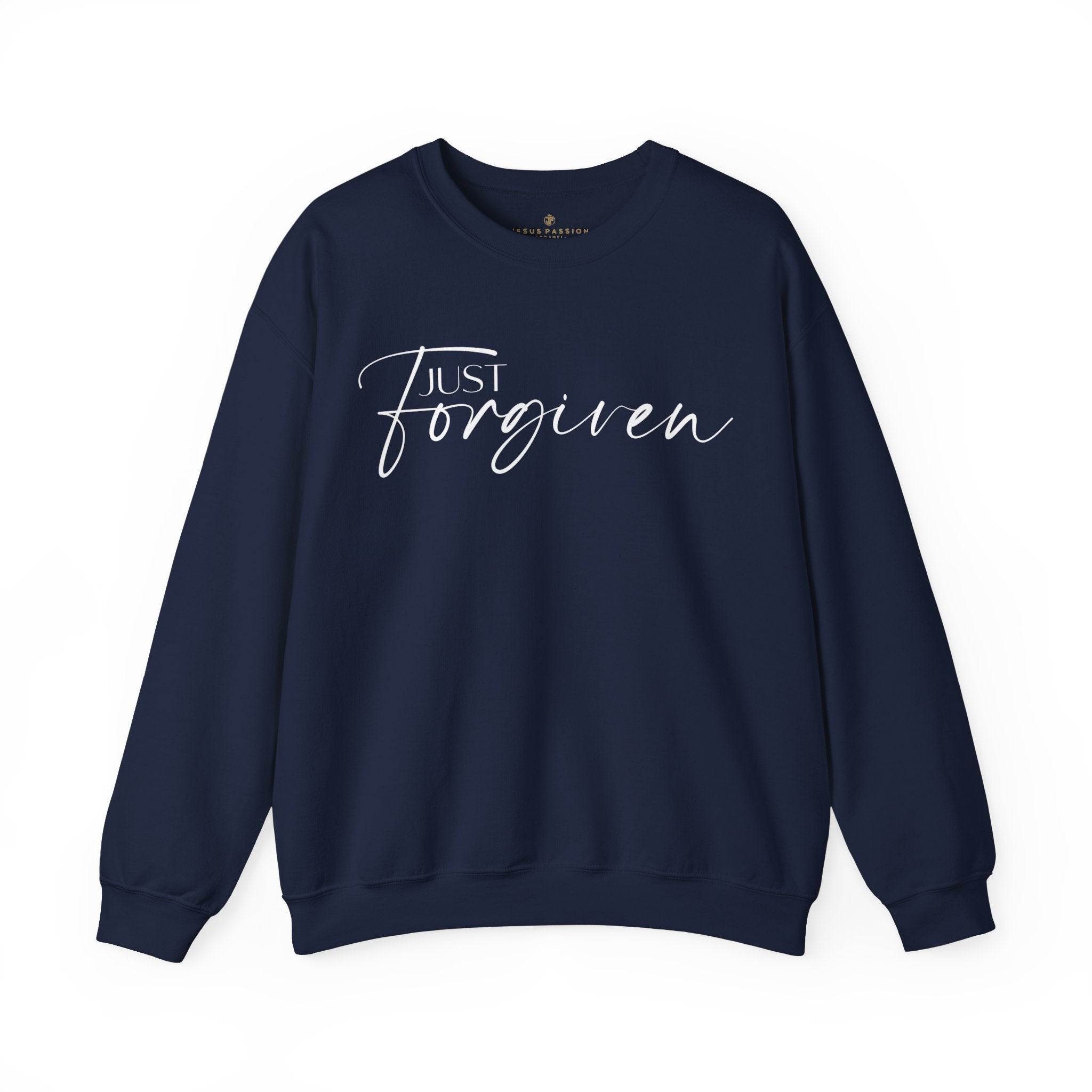 Just Forgiven Women's Fleece Unisex - Fit Sweatshirt Navy / Pink Heliconia - Jesus Passion Apparel