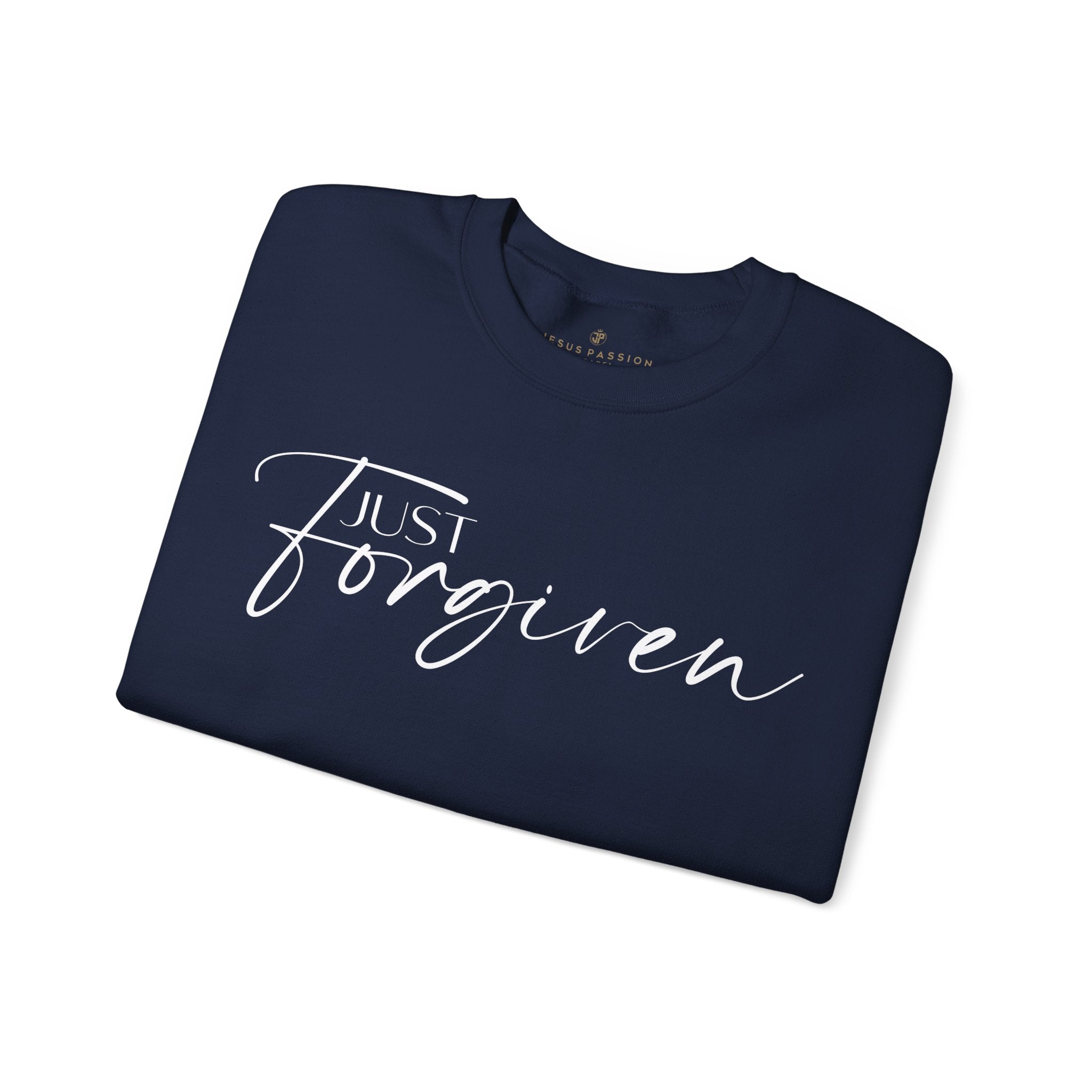 Just Forgiven Women's Fleece Unisex - Fit Sweatshirt Navy / Pink Heliconia - Jesus Passion Apparel