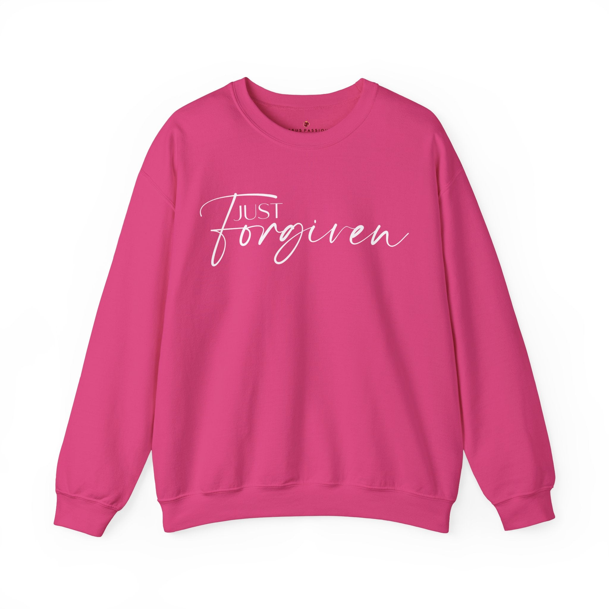 Just Forgiven Women's Fleece Unisex - Fit Sweatshirt Navy / Pink Heliconia - Jesus Passion Apparel