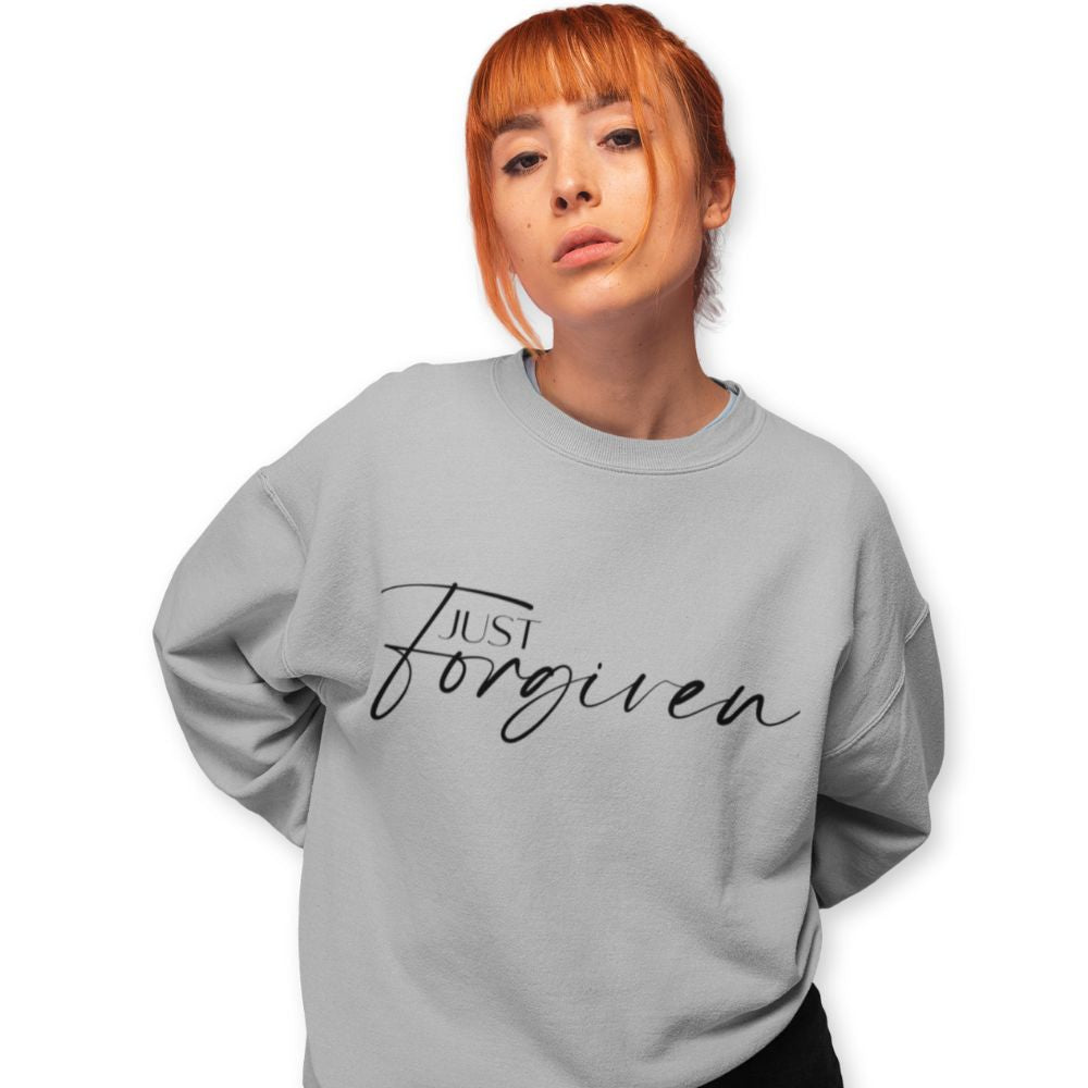 Just Forgiven Women's Fleece Unisex - Fit Sweatshirt White / Sport Grey - Jesus Passion Apparel