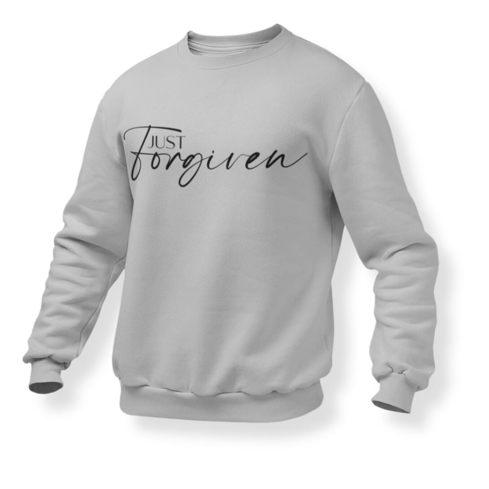 Just Forgiven Women's Fleece Unisex - Fit Sweatshirt White / Sport Grey - Jesus Passion Apparel