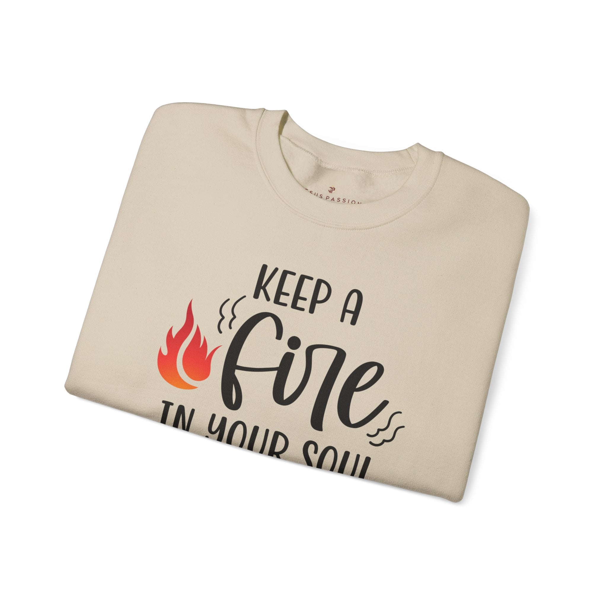 Keep a Fire and Grace Women's Fleece Unisex - Fit Sweatshirt Sand / White - Jesus Passion Apparel