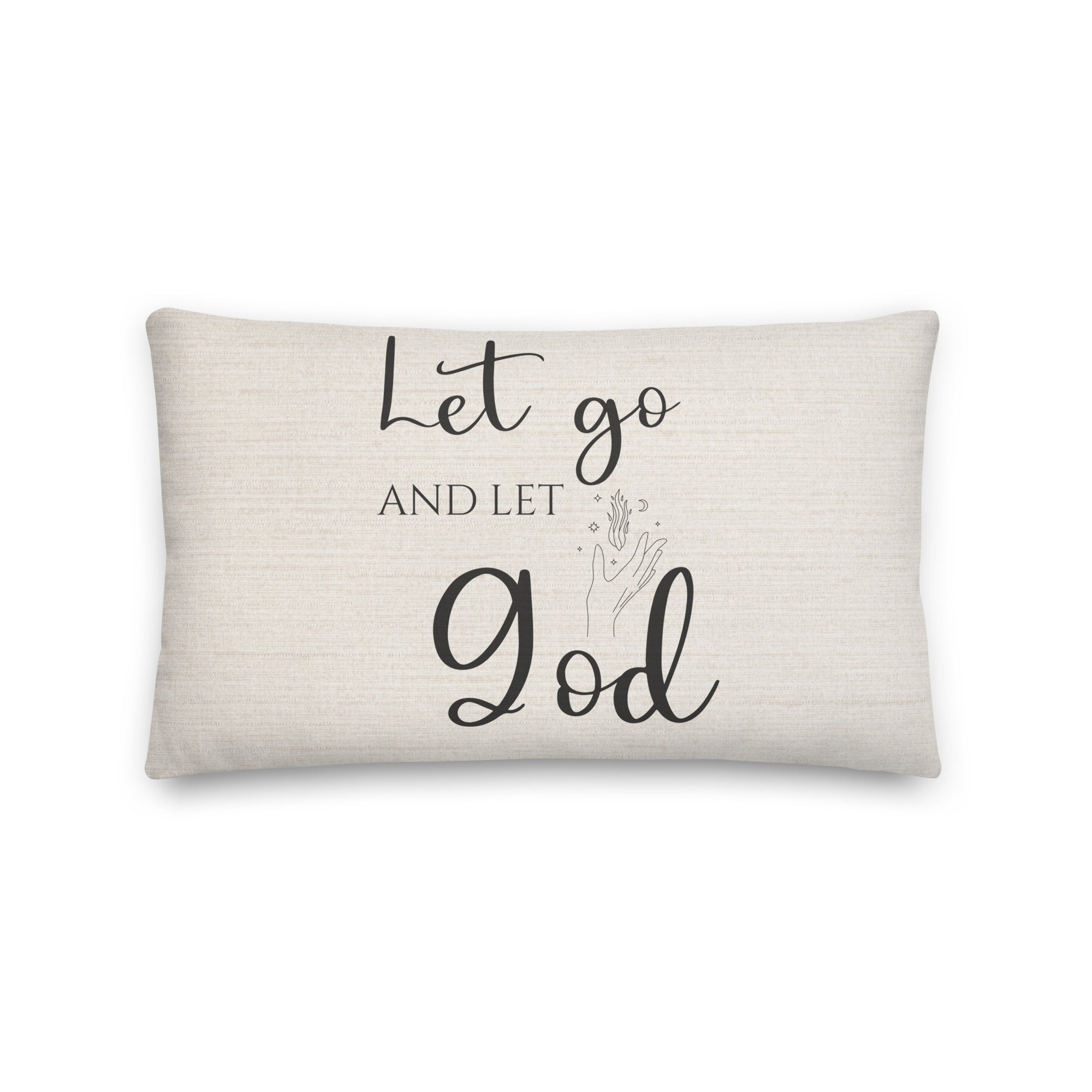 Let Go and Let God Script with Natural Linen Design Premium Pillows - Jesus Passion Apparel