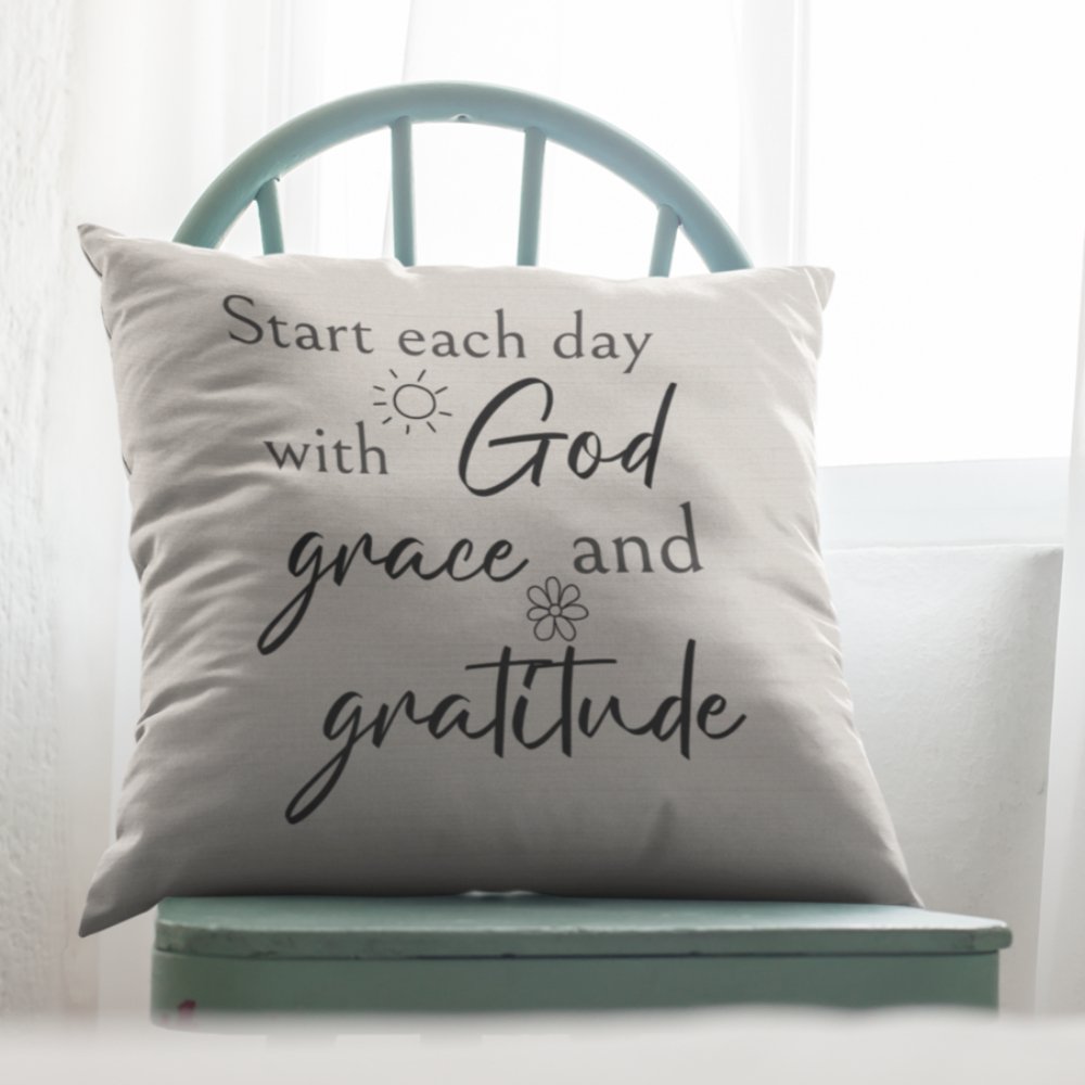 Let Go and Let God Script with Natural Linen Design Premium Pillows - Jesus Passion Apparel