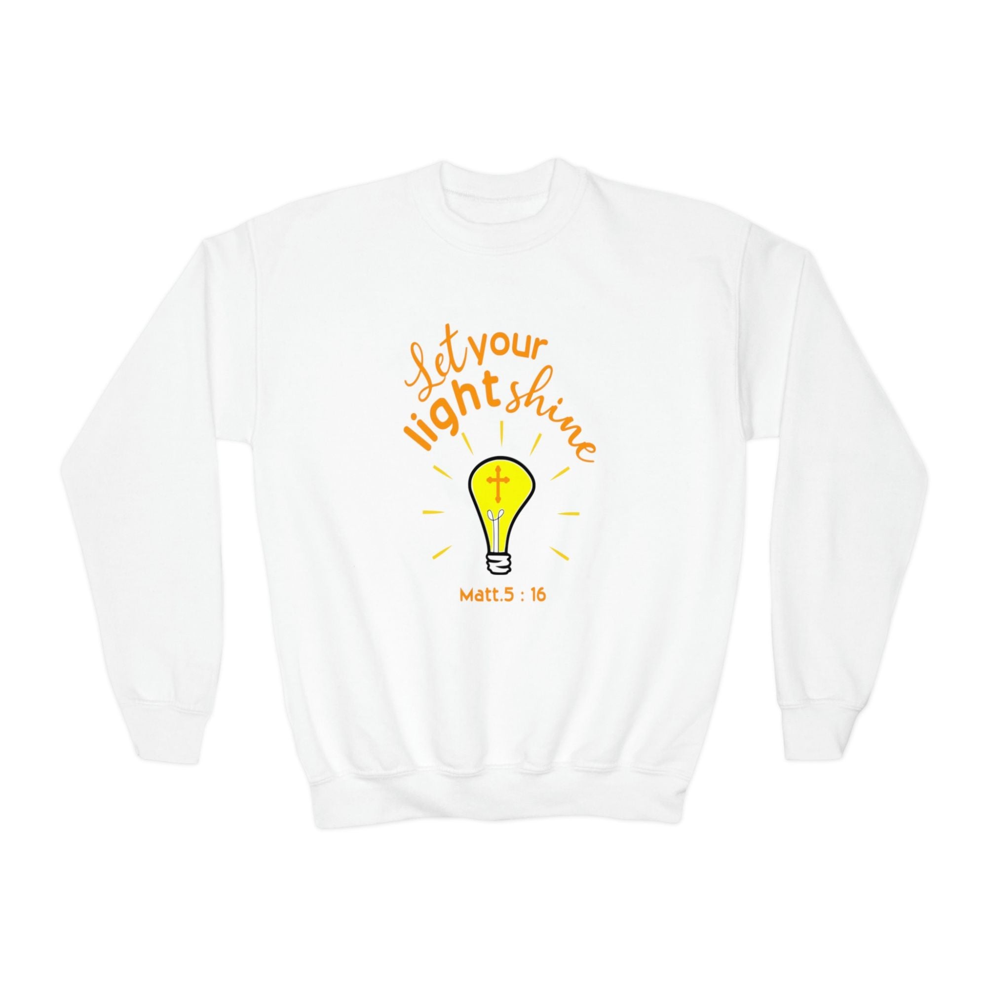 Let Your Light Shine Lightbulb Youth Unisex Crewneck Sweatshirt - Jesus Passion Apparel