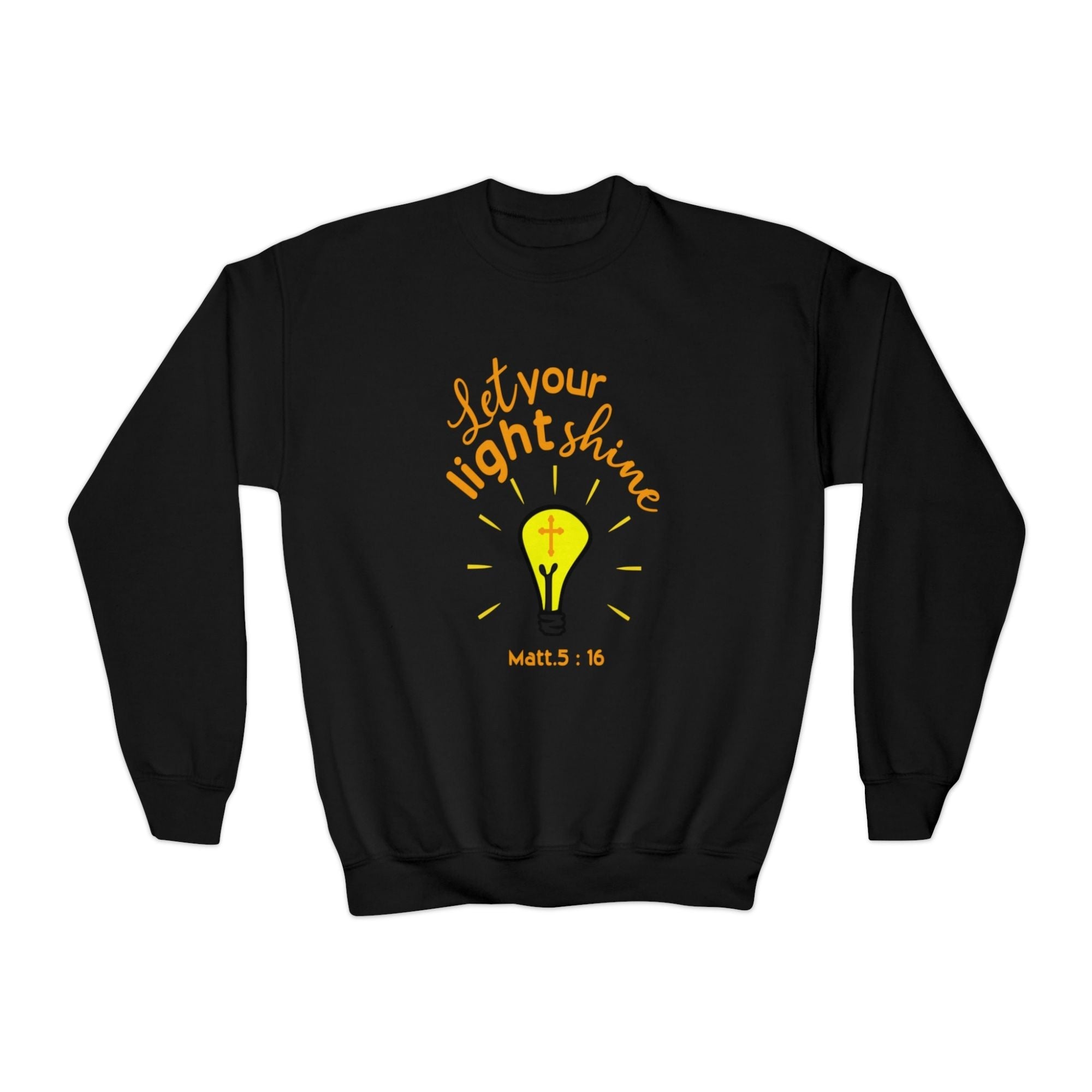 Let Your Light Shine Lightbulb Youth Unisex Crewneck Sweatshirt - Jesus Passion Apparel