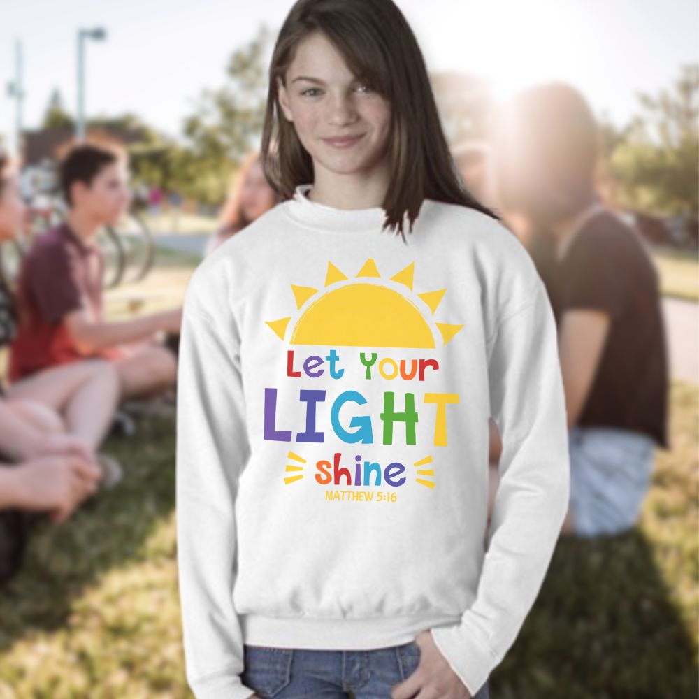 Let Your Light Shine Youth Crewneck Sweatshirt - Jesus Passion Apparel