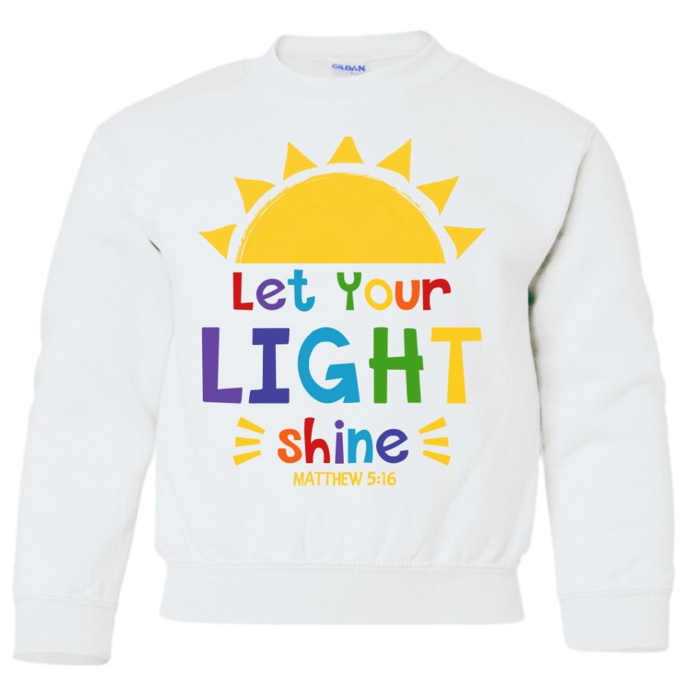 Let Your Light Shine Youth Crewneck Sweatshirt - Jesus Passion Apparel