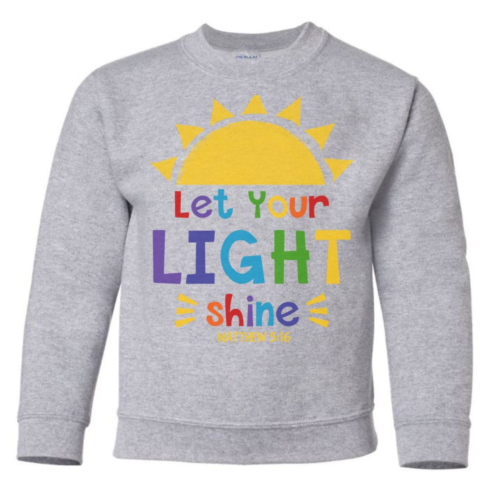 Let Your Light Shine Youth Crewneck Sweatshirt - Jesus Passion Apparel