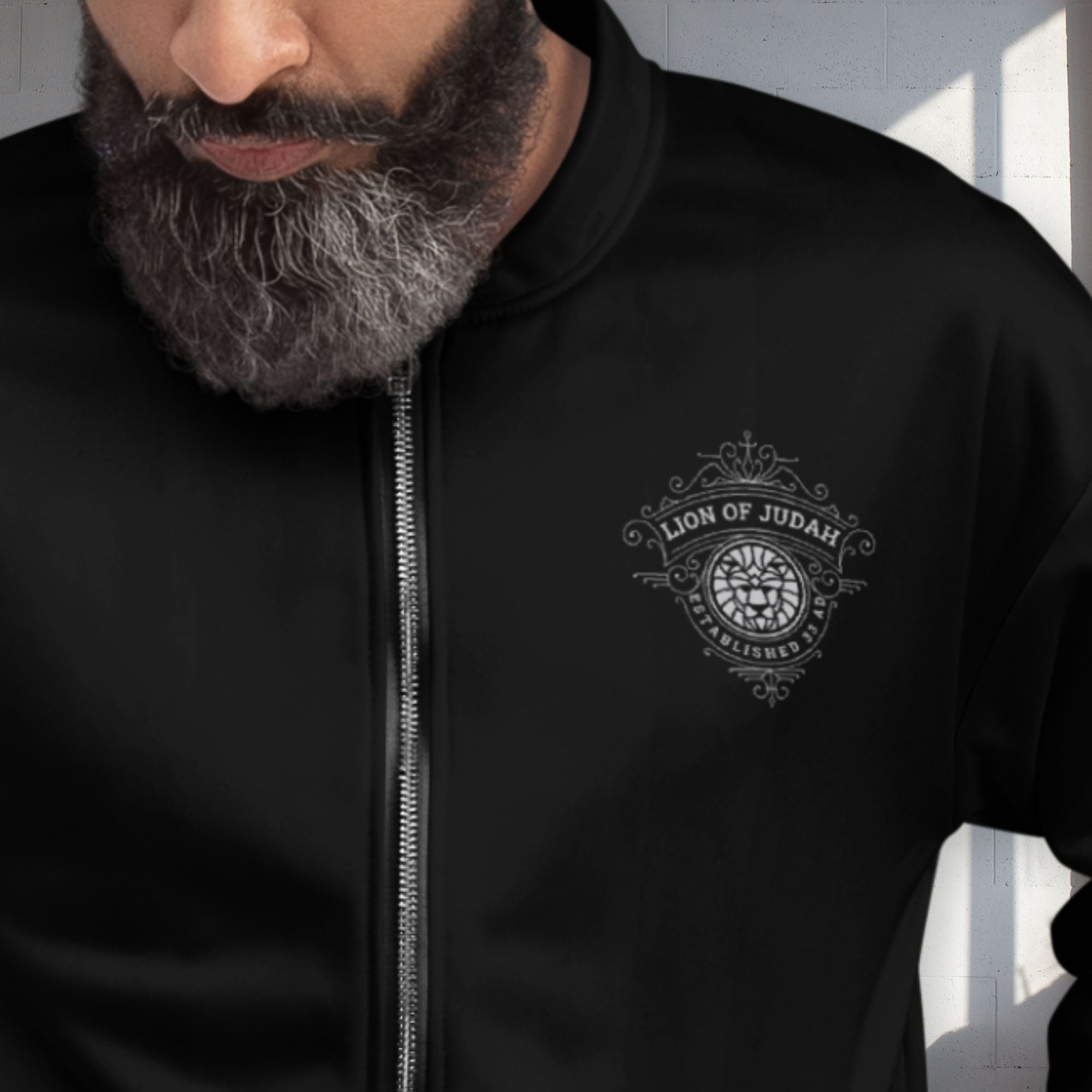 Lion of Judah Men's Black Bomber Jacket - Jesus Passion Apparel