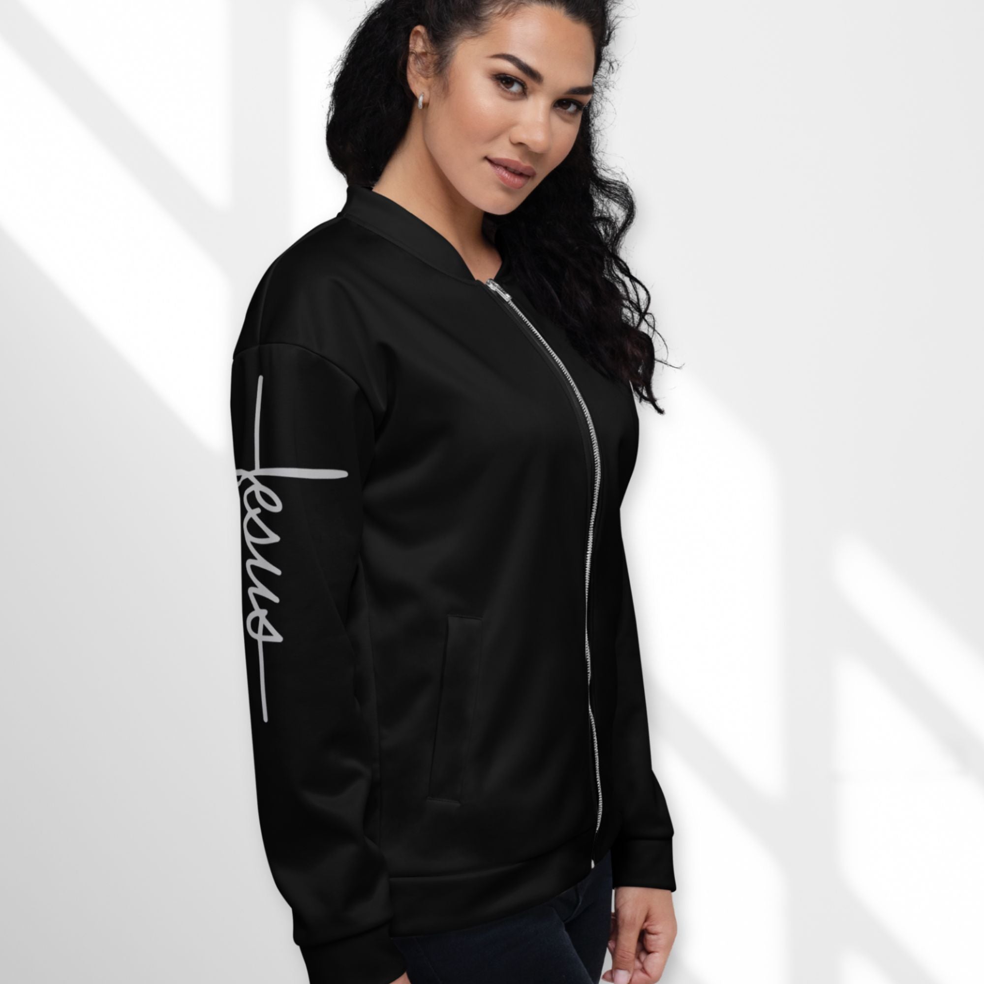 Lion of Judah Women's Black Bomber Jacket - Jesus Passion Apparel