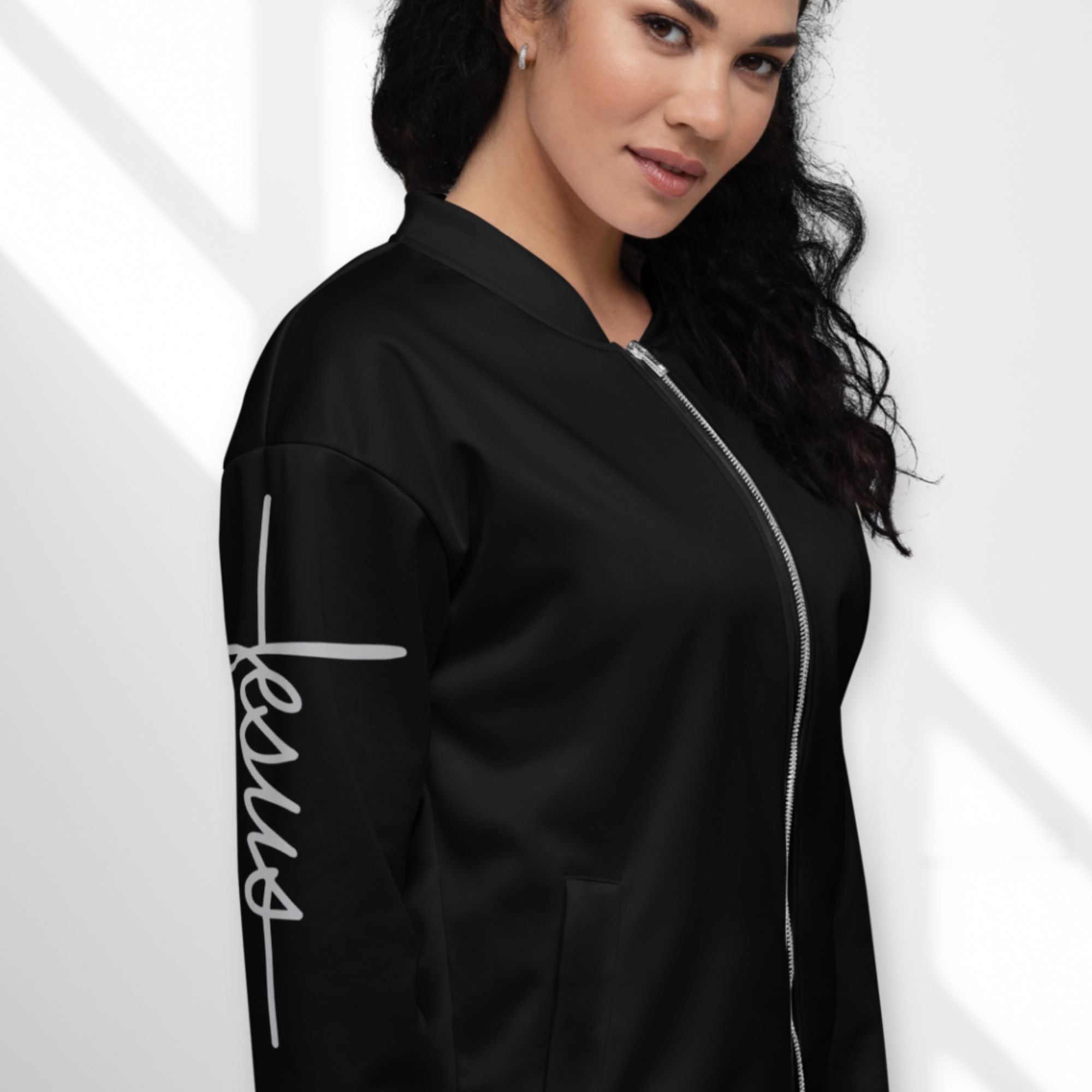 Lion of Judah Women's Black Bomber Jacket - Jesus Passion Apparel