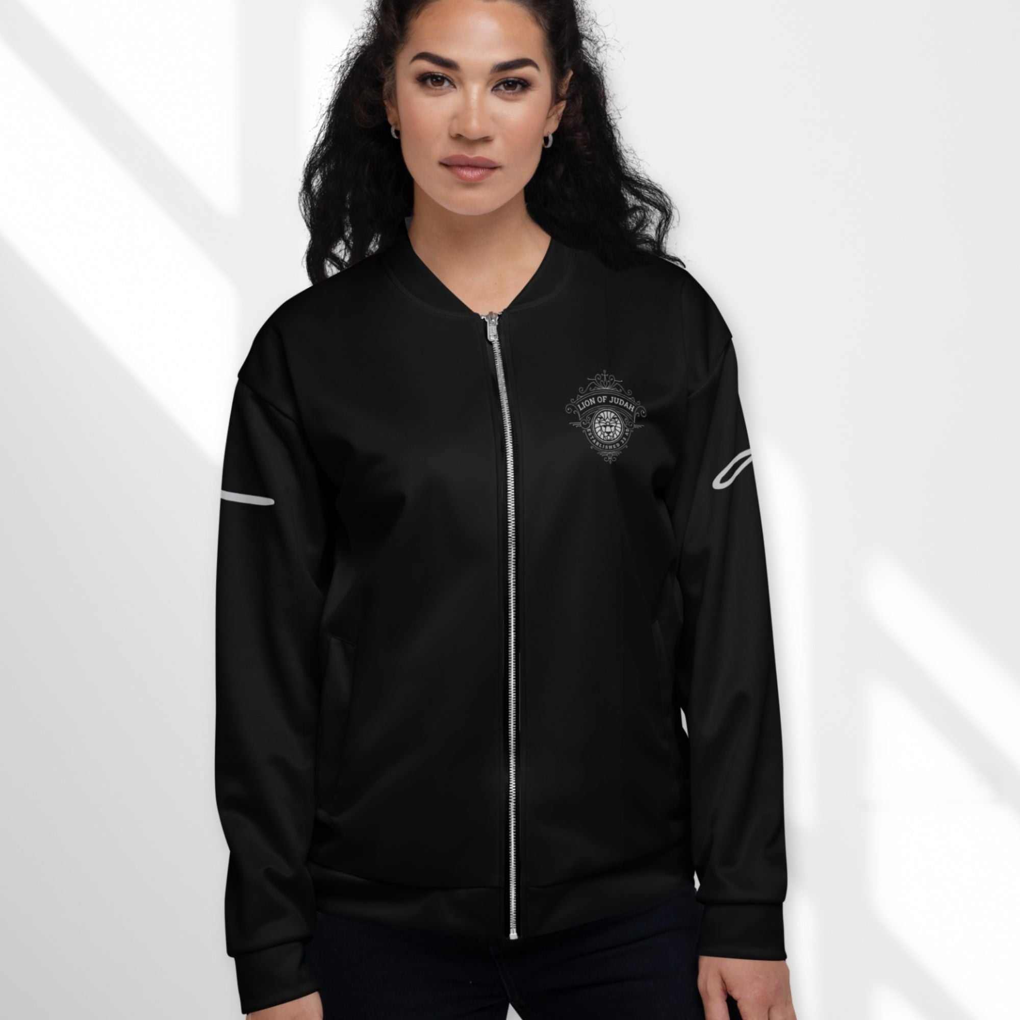 Lion of Judah Women's Black Bomber Jacket - Jesus Passion Apparel