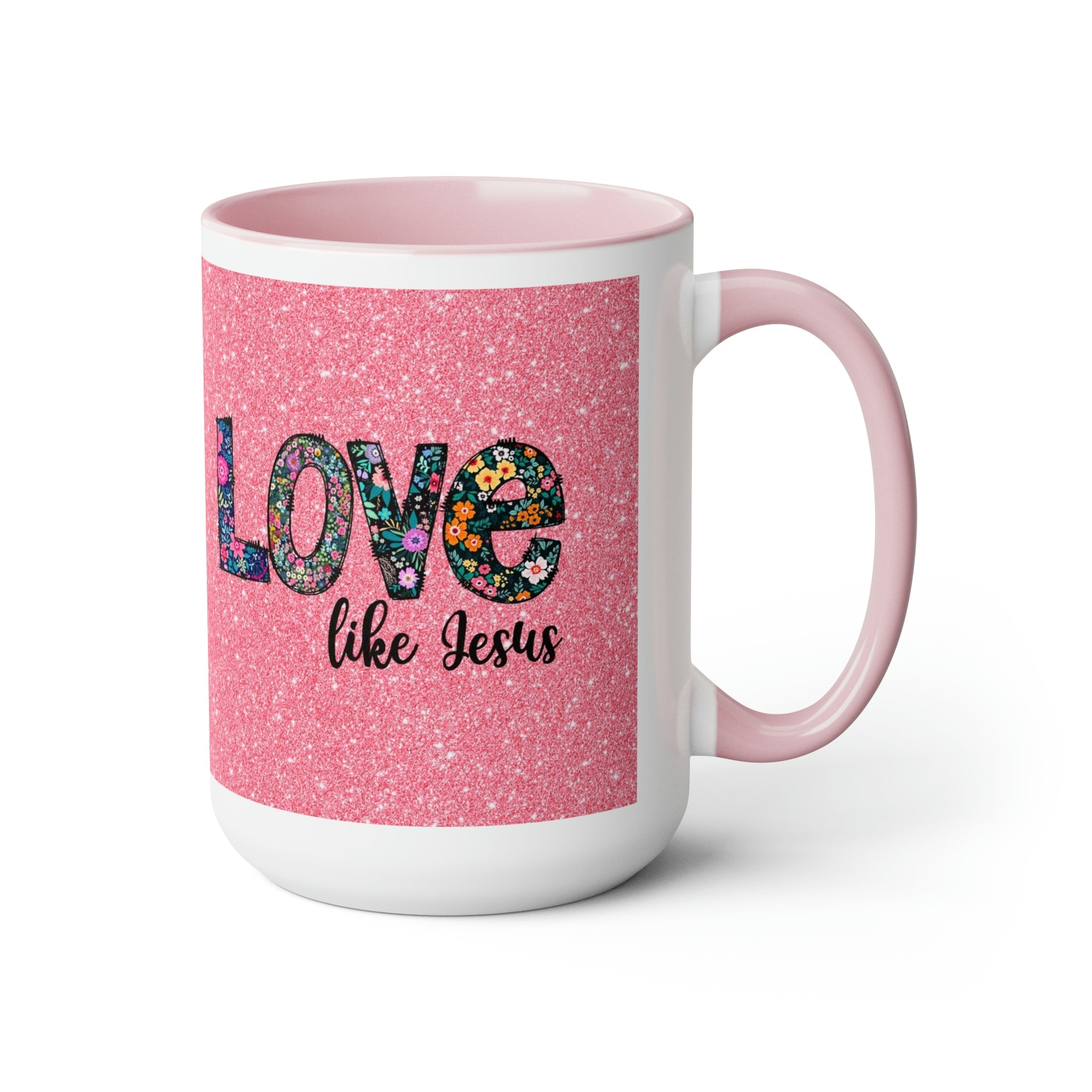 Love Like Jesus Blue, Pink or Black and White Two - Tone Coffee Mug, 15oz - Jesus Passion Apparel