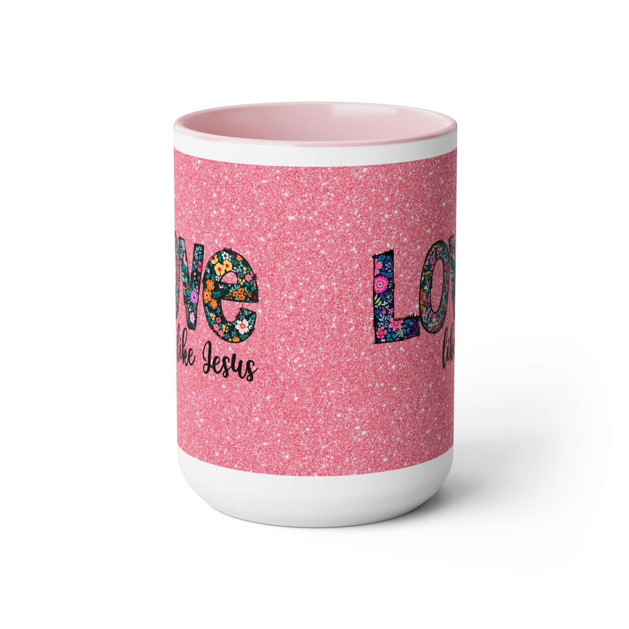 Love Like Jesus Blue, Pink or Black and White Two - Tone Coffee Mug, 15oz - Jesus Passion Apparel