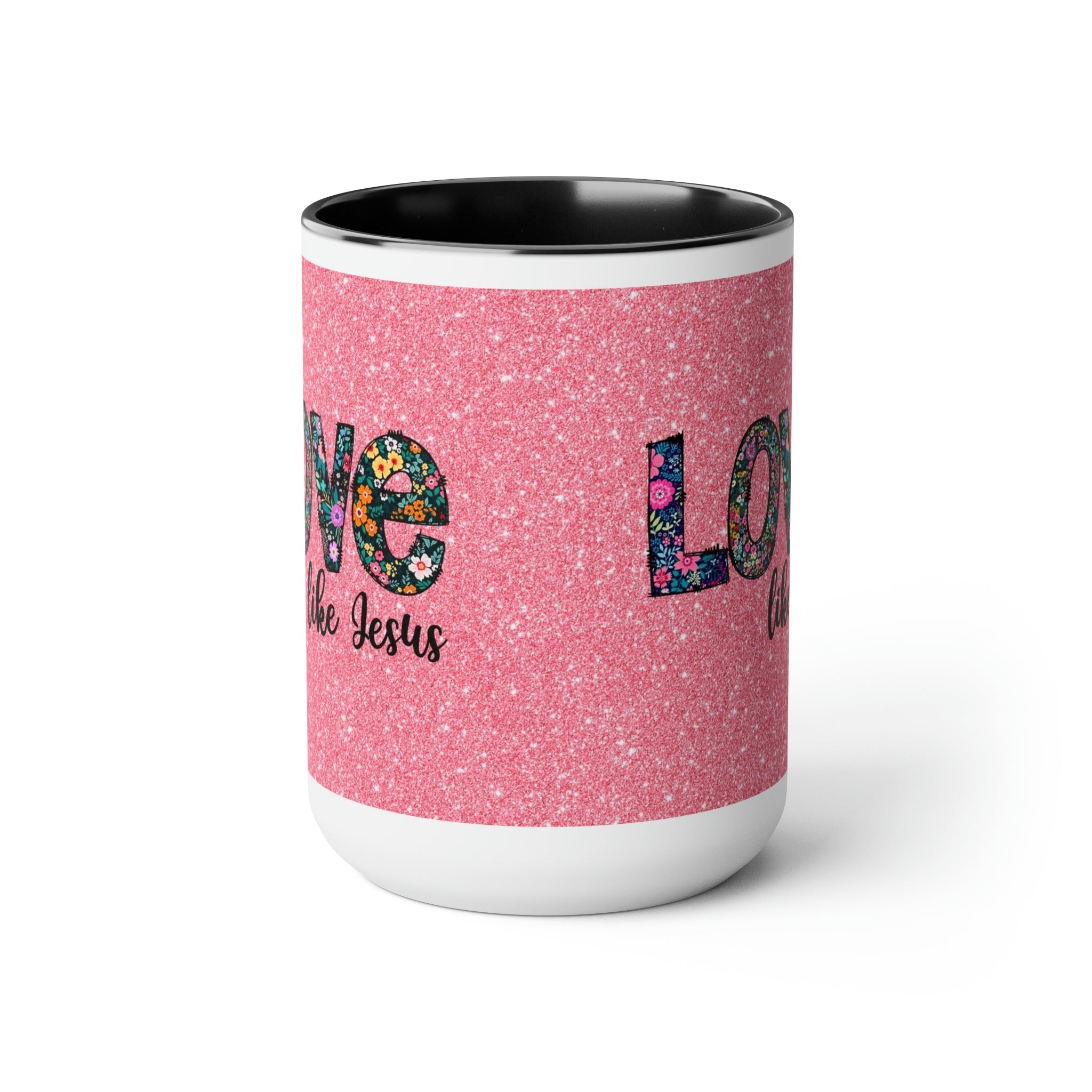 Love Like Jesus Blue, Pink or Black and White Two - Tone Coffee Mug, 15oz - Jesus Passion Apparel