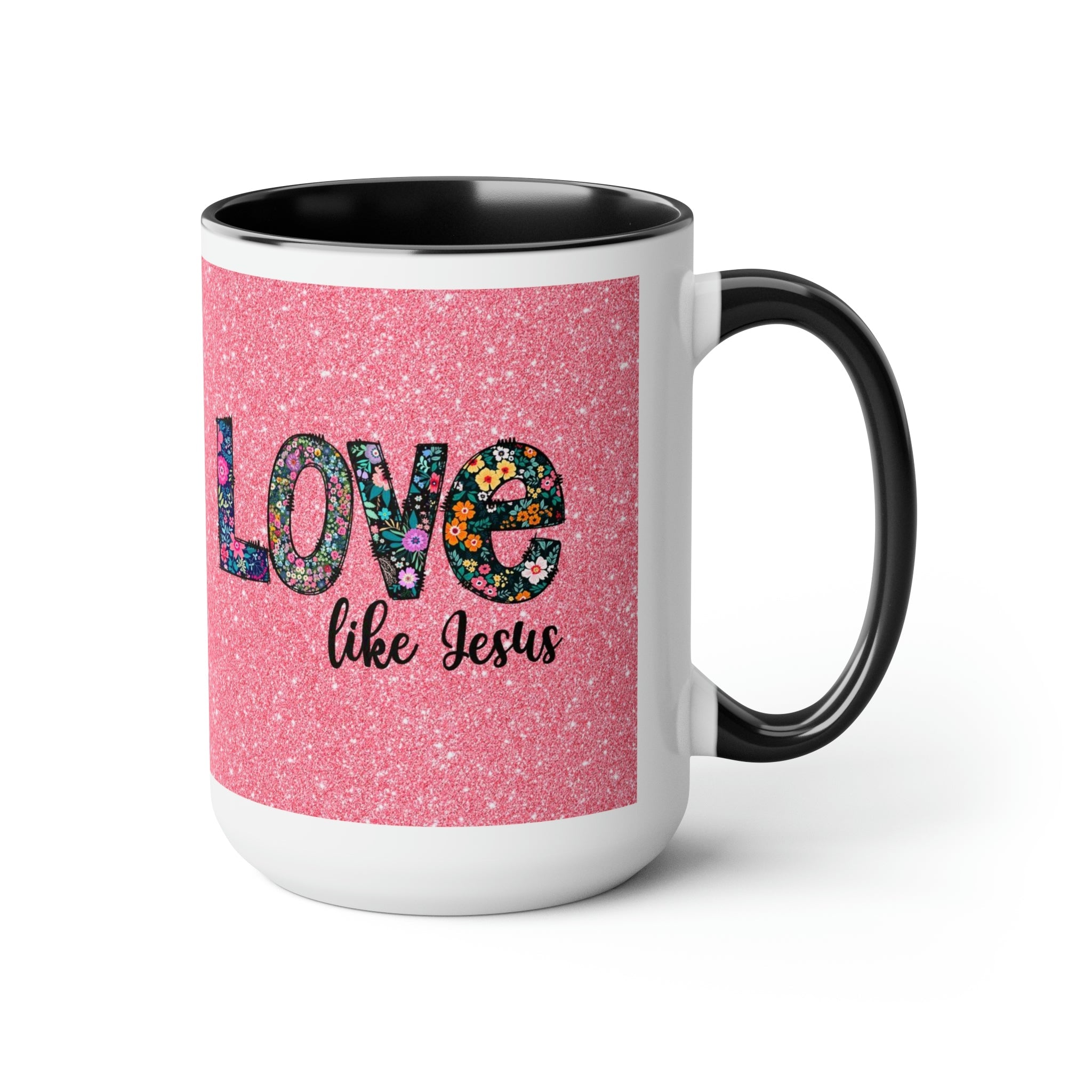 Love Like Jesus Blue, Pink or Black and White Two - Tone Coffee Mug, 15oz - Jesus Passion Apparel