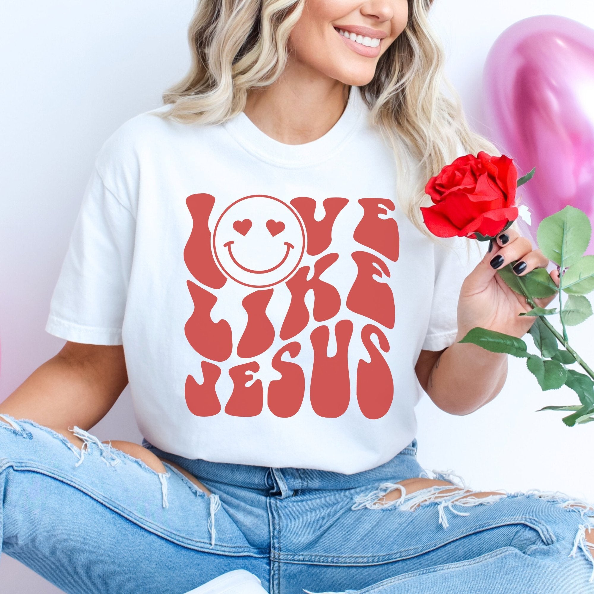 Love Like Jesus Smiley Unisex Jersey Short Sleeve Tee - White - Jesus Passion Apparel