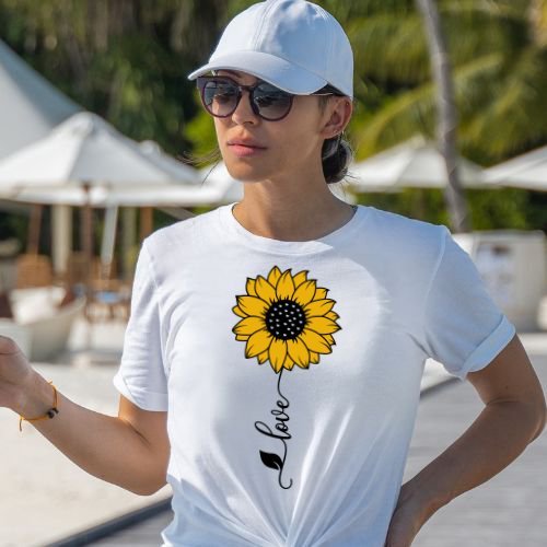 Love Sunflower Vertical Jersey Short Sleeve T-Shirt - Jesus Passion Apparel