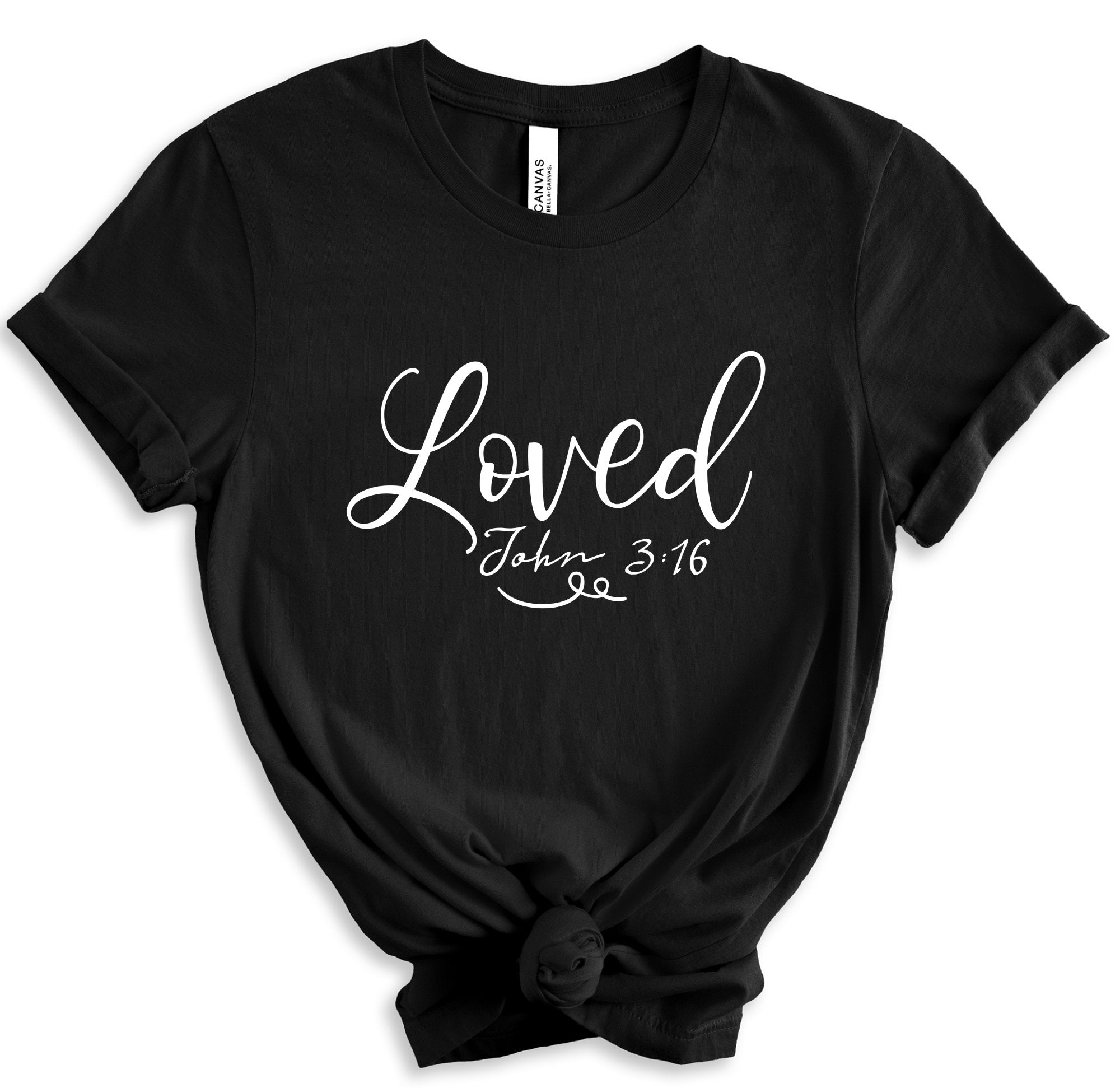 Loved Women's Jersey Short Sleeve Tee - Black / White - Jesus Passion Apparel