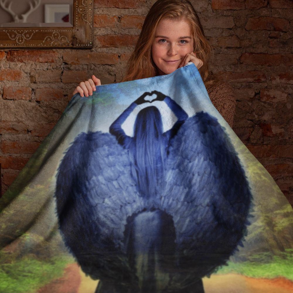 Loving Blue Angel Sherpa Blanket - 3 Sizes - Jesus Passion Apparel