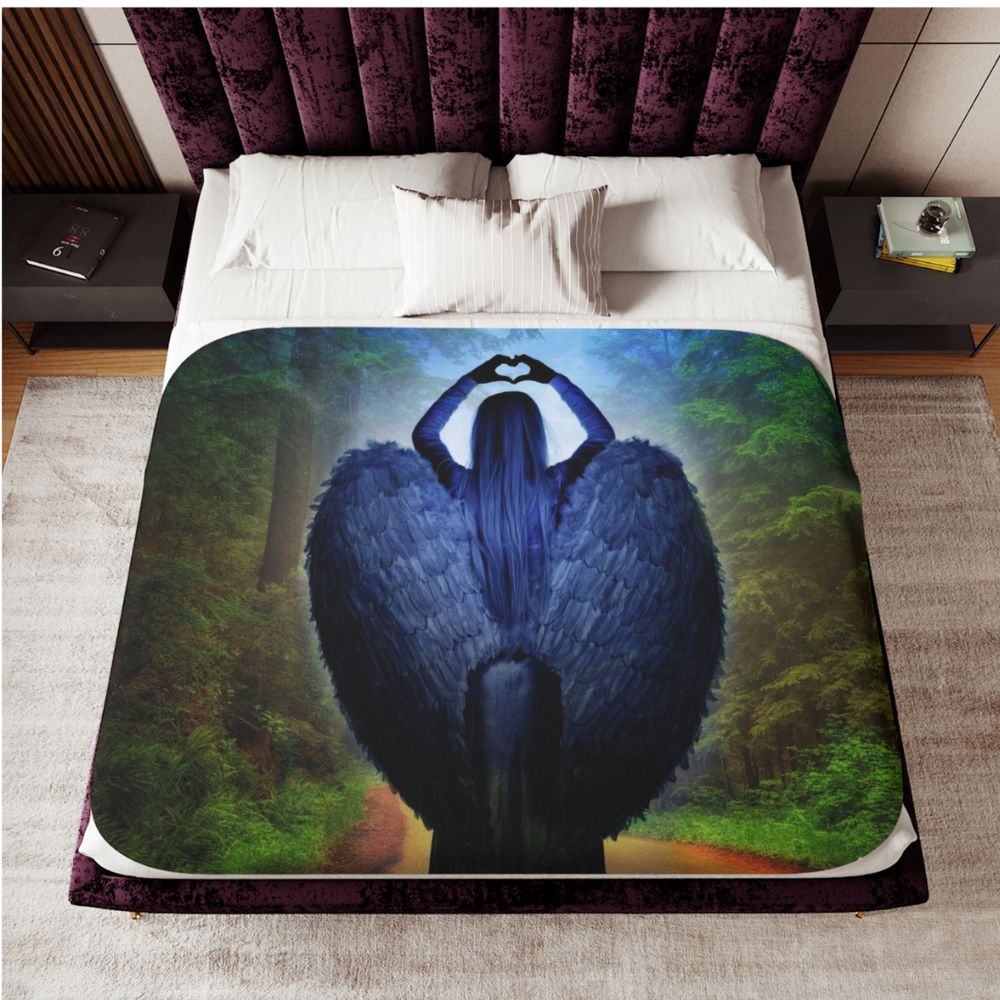 Loving Blue Angel Sherpa Blanket - 3 Sizes - Jesus Passion Apparel