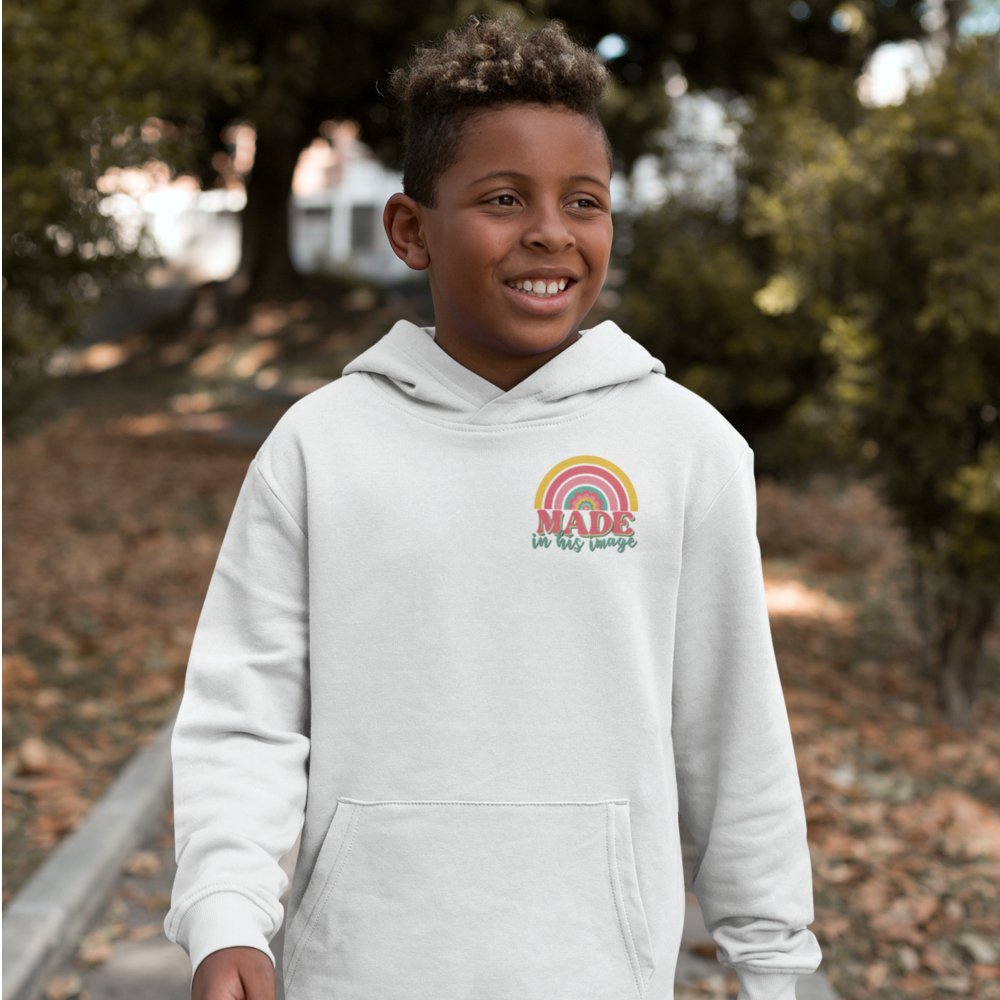 Made in His Image Rainbow Youth Hoodie - Jesus Passion Apparel