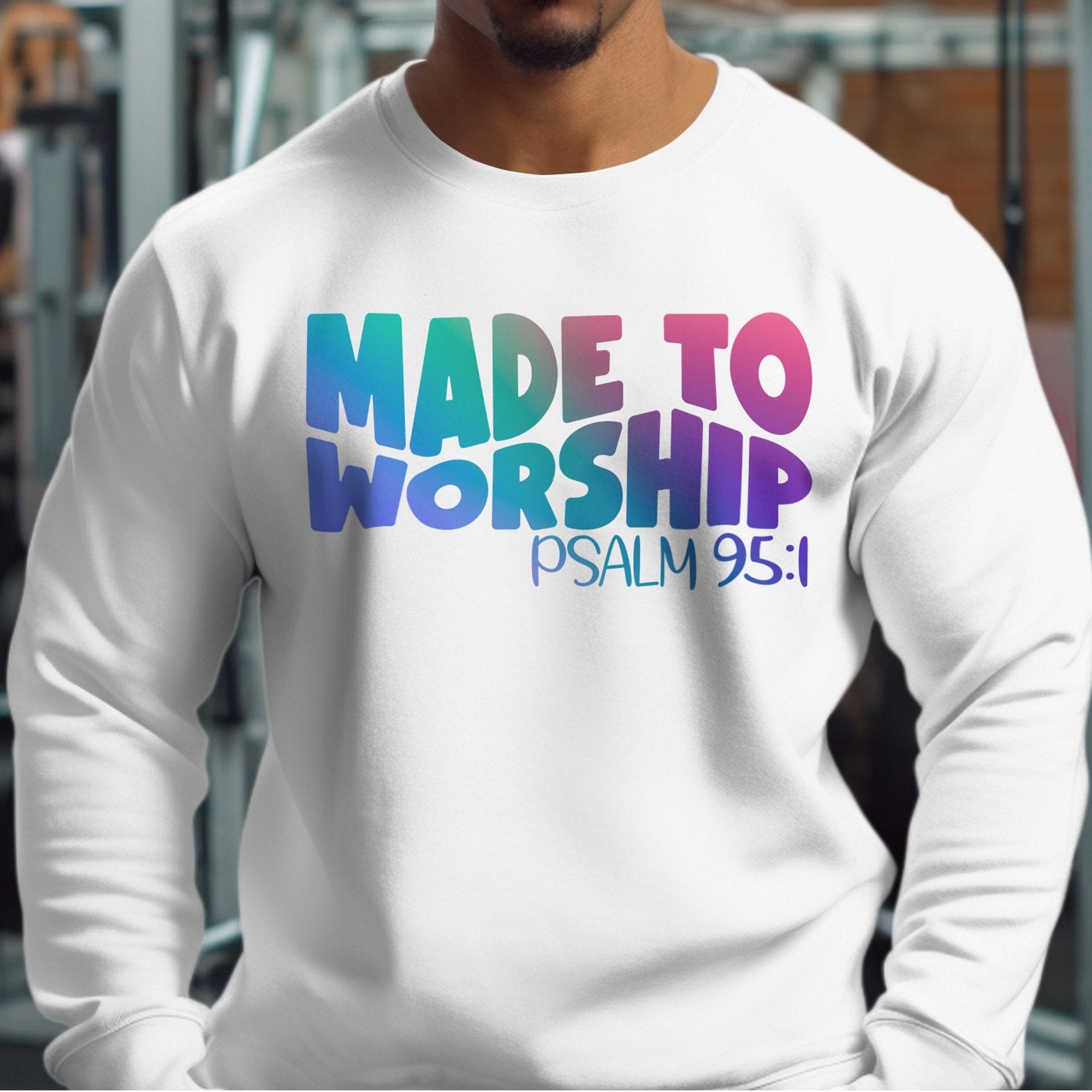 Made to Worship Men's Unisex - Fit Fleece Sweatshirt - White - Jesus Passion Apparel