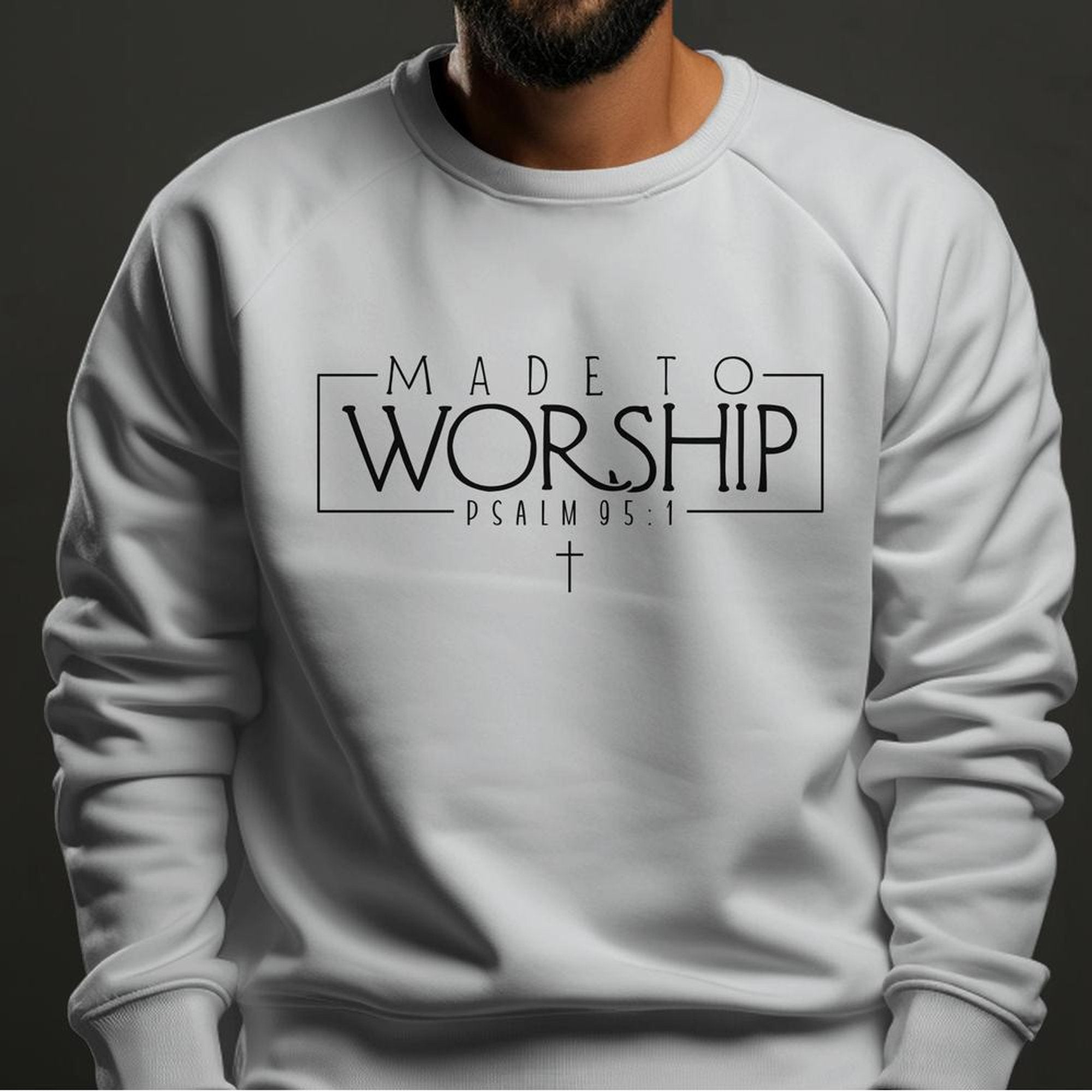 Made to Worship Psalm 95:1 Men's Fleece Unisex Sweatshirt - Sport Grey - Jesus Passion Apparel