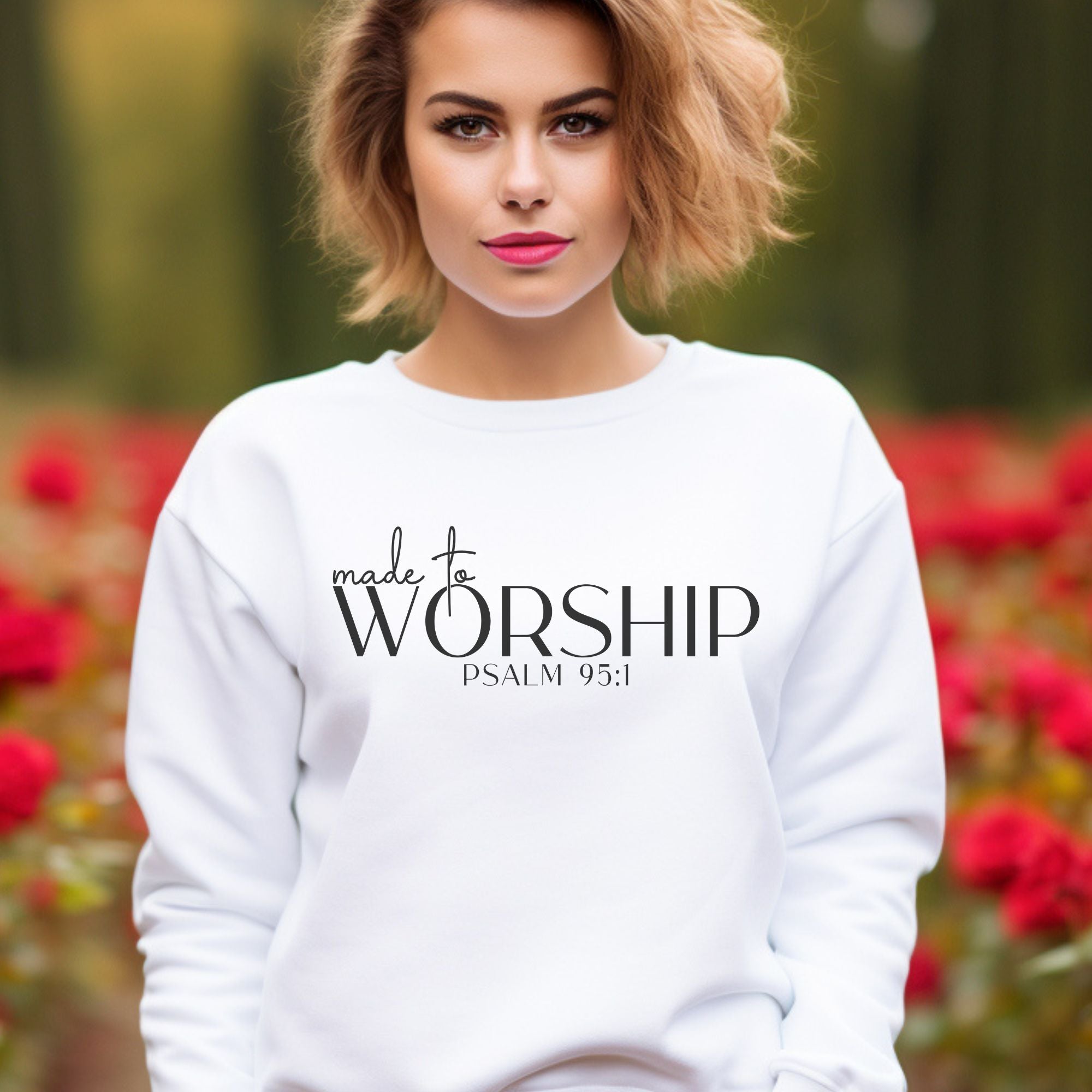 Made to Worship Women's Fleece Unisex - Fit Sweatshirt White / Sport Gray - Jesus Passion Apparel