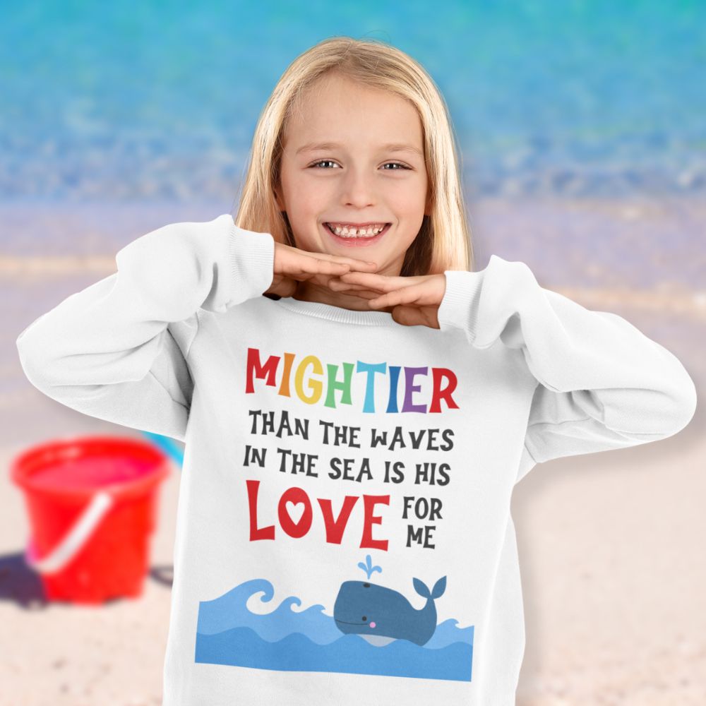 Mighter Than The Waves Youth Crewneck Sweatshirt - Jesus Passion Apparel