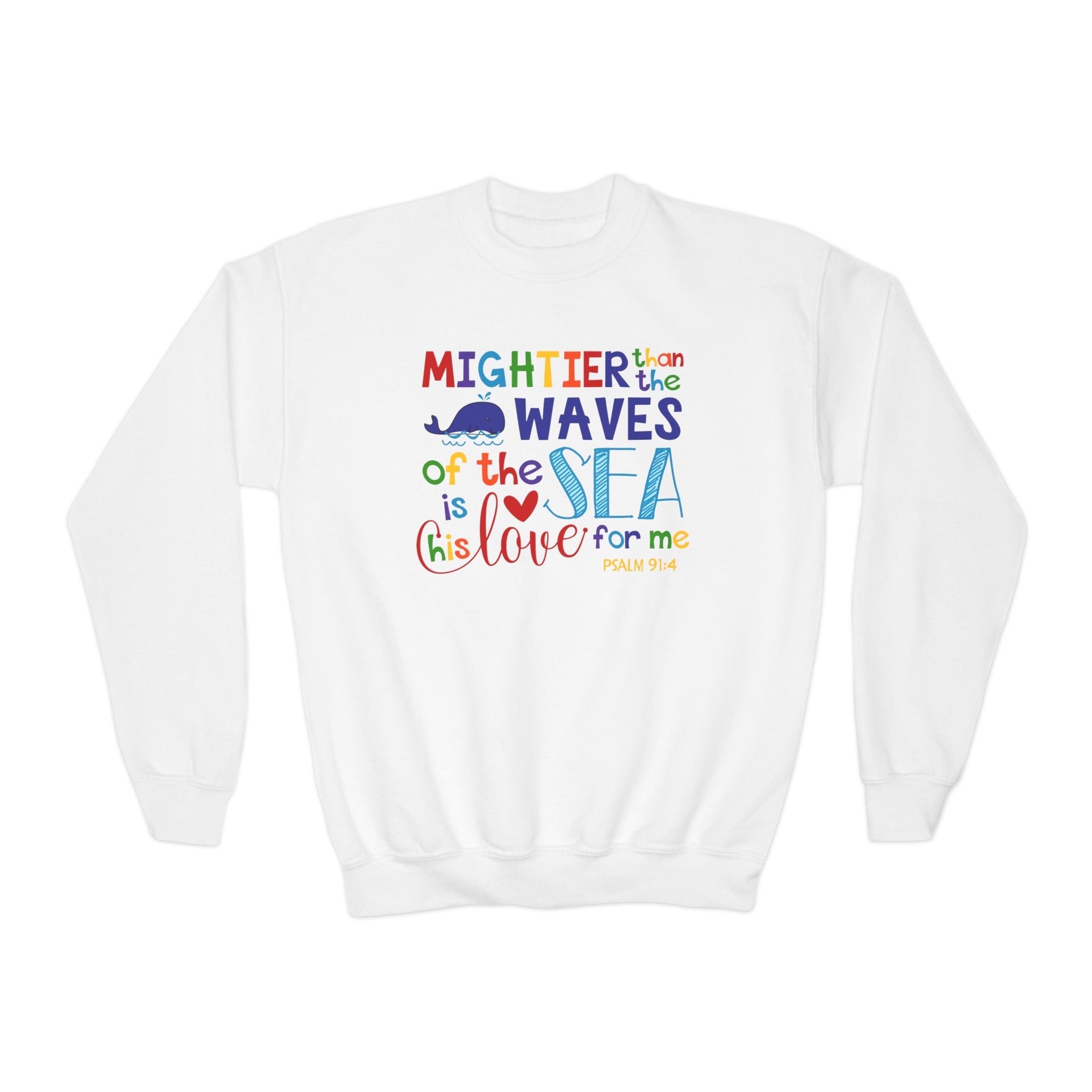 Mightier Than the Waves Youth Crewneck Sweatshirt - Jesus Passion Apparel