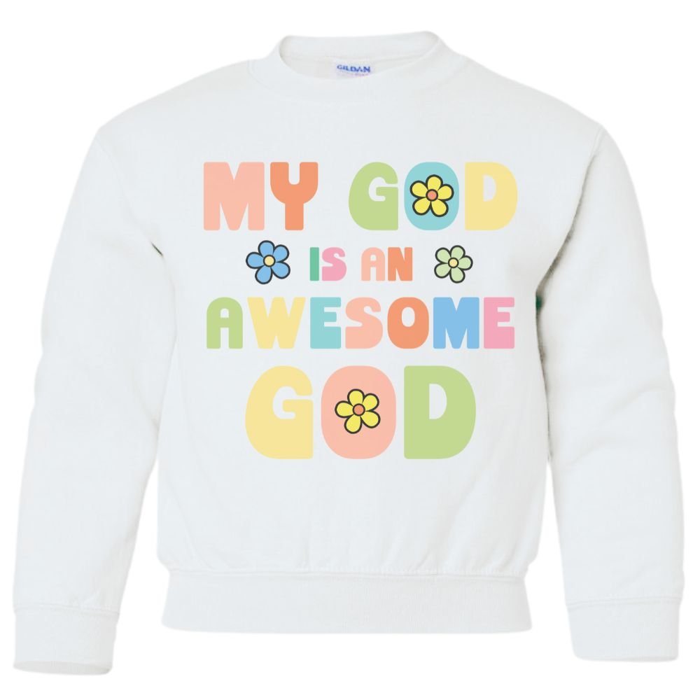 My God Awesome God Youth Crewneck Sweatshirt - Jesus Passion Apparel