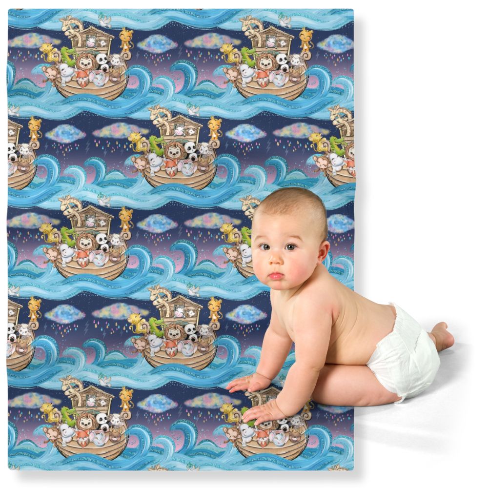 Noahs Ark - 40 Days and Nights Soft Fleece Baby Blanket - Jesus Passion Apparel