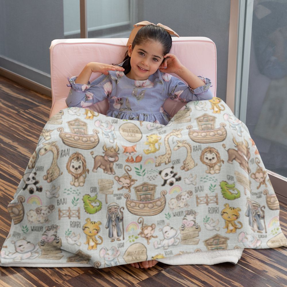 Noah's Ark Velveteen Minky Blanket - Jesus Passion Apparel