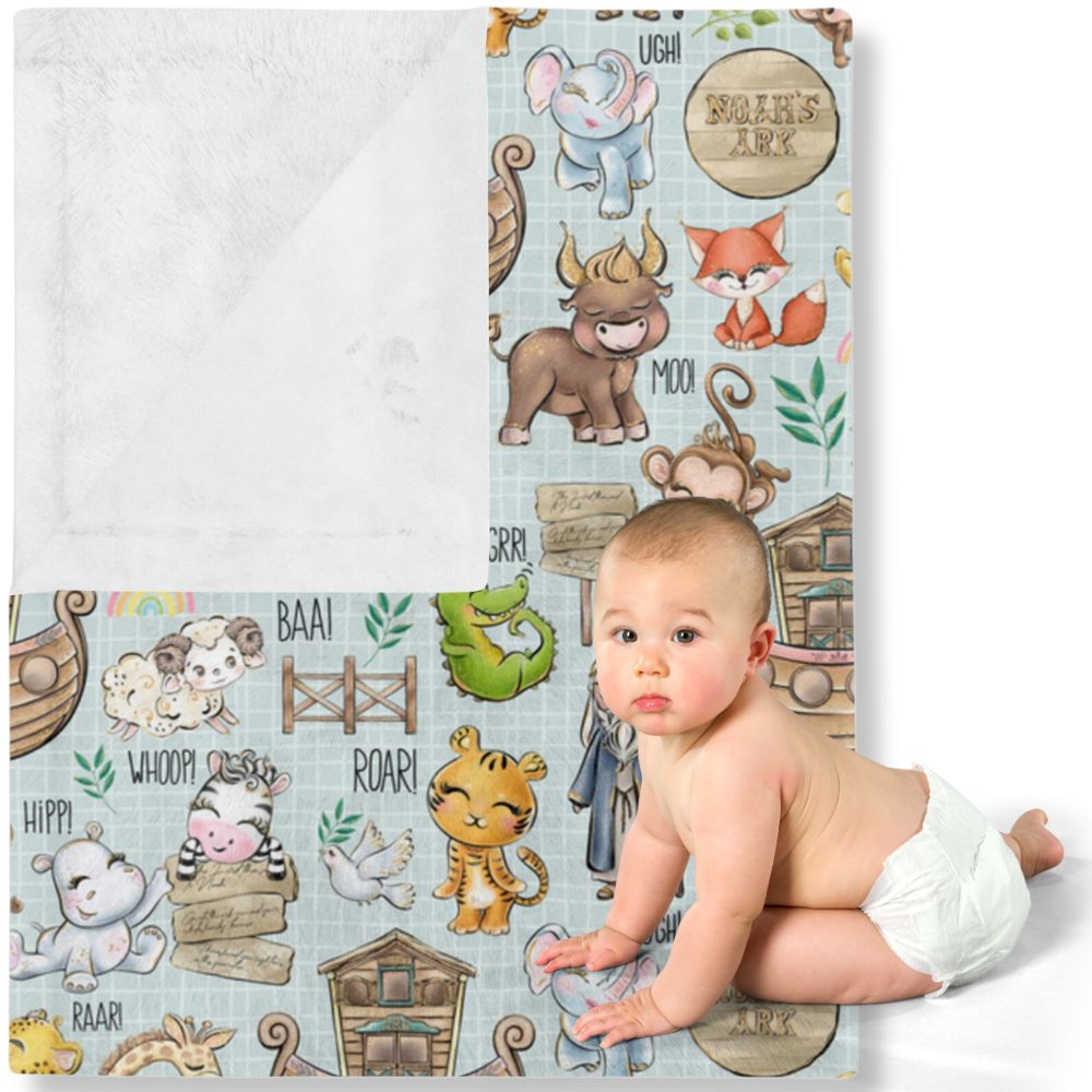 Noah's Ark Velveteen Minky Blanket - Jesus Passion Apparel