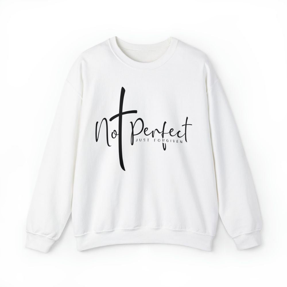 Not Perfect Just Forgiven Women's Fleece Unisex - Fit Sweatshirt White / Sport Grey - Jesus Passion Apparel