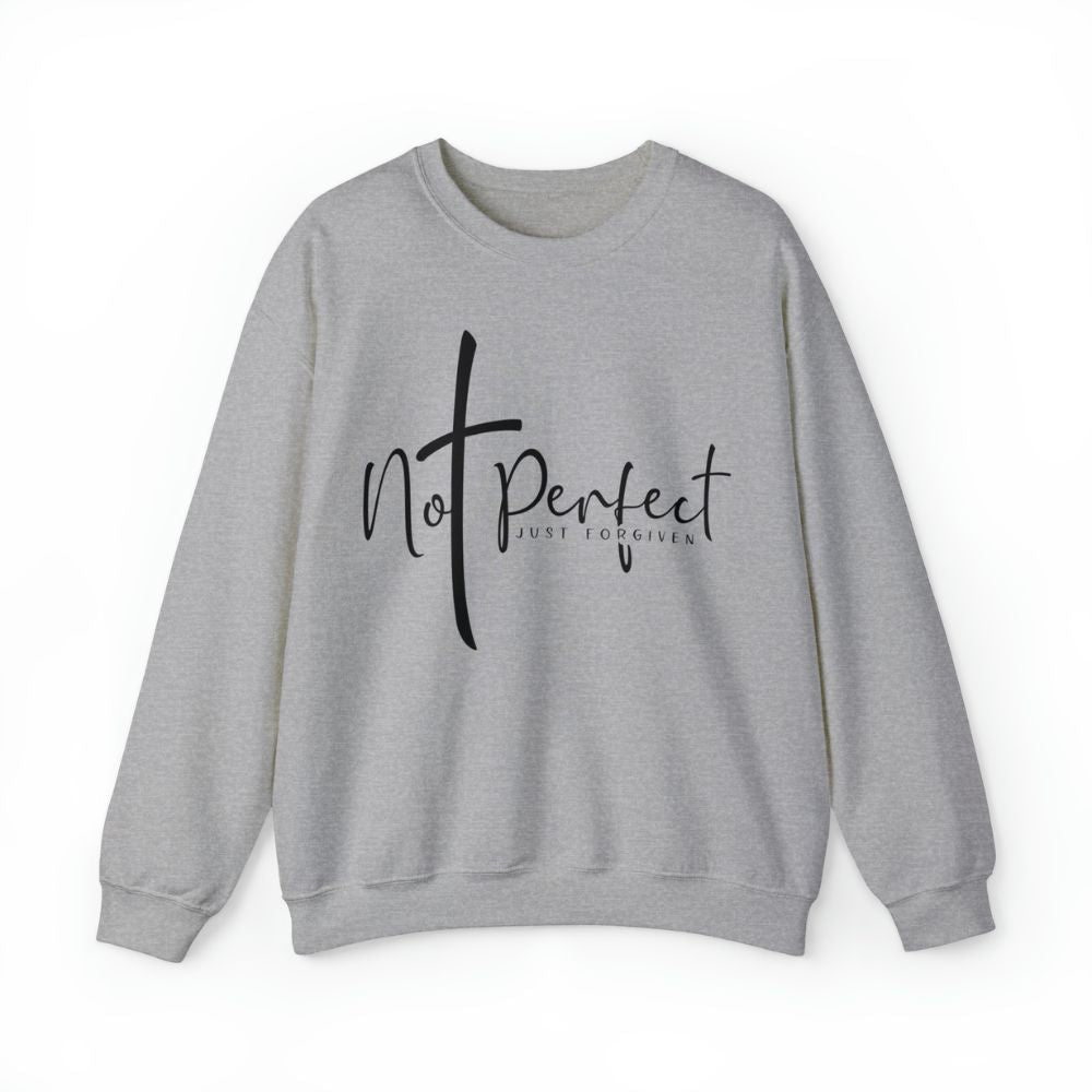 Not Perfect Just Forgiven Women's Fleece Unisex - Fit Sweatshirt White / Sport Grey - Jesus Passion Apparel