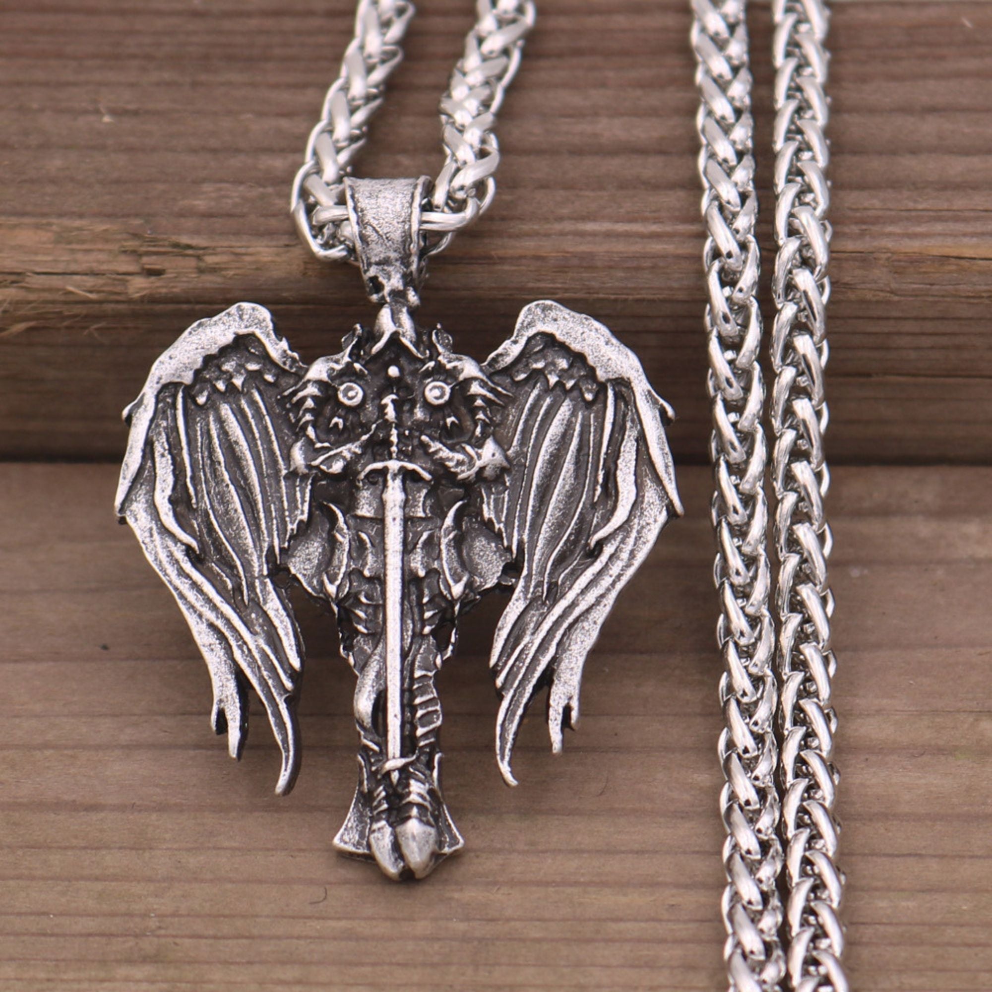 Old World Cross and Angel Wings Necklace - Jesus Passion Apparel